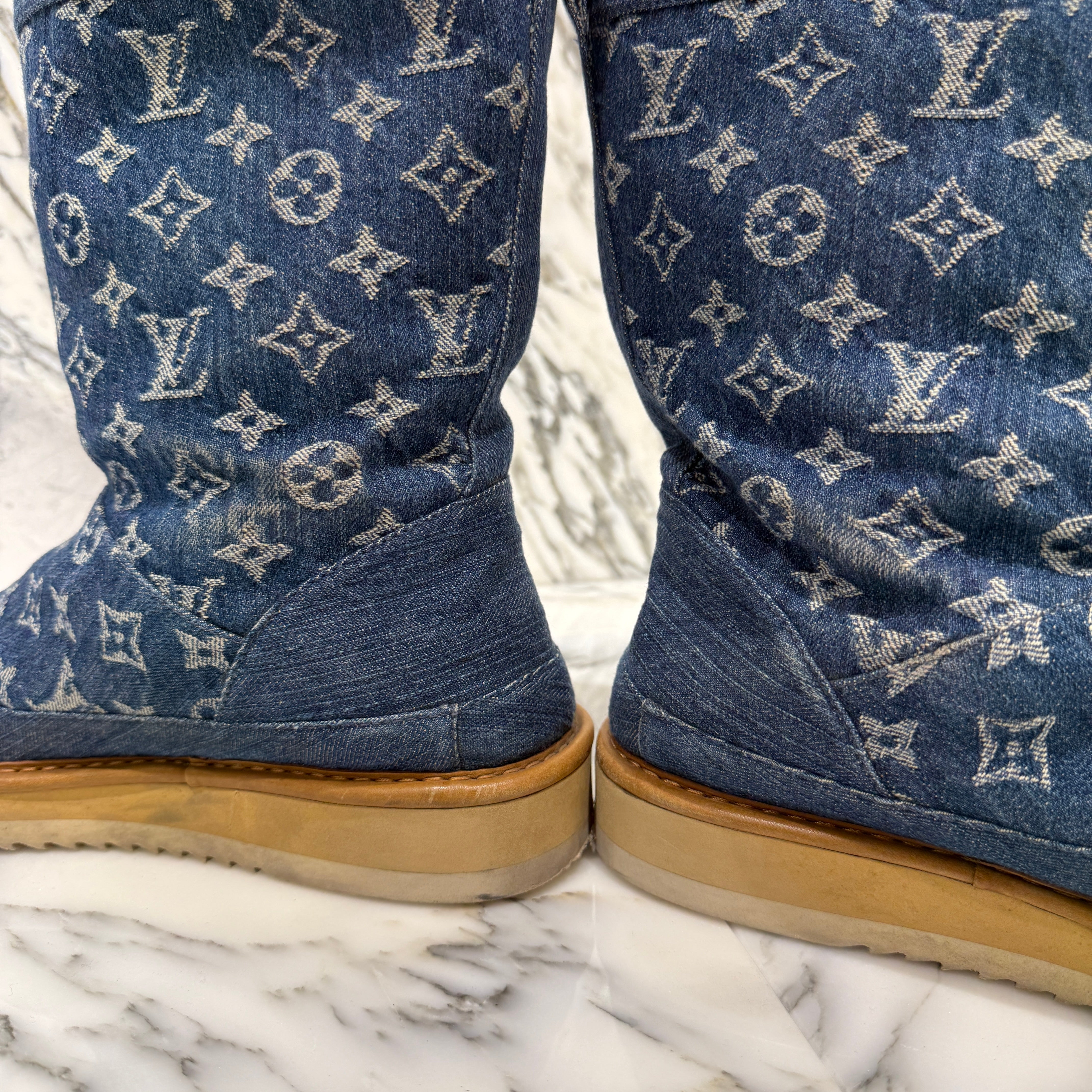 LOUIS VUITTON × NIGO 2020AW Cozy Line Monogram Denim Shearling Boots BM0250 Size 7(約25.5cm) ルイヴィトン×ニゴ コージーライン モノグラム デニム ムートンブーツ 7(約25.5cm)