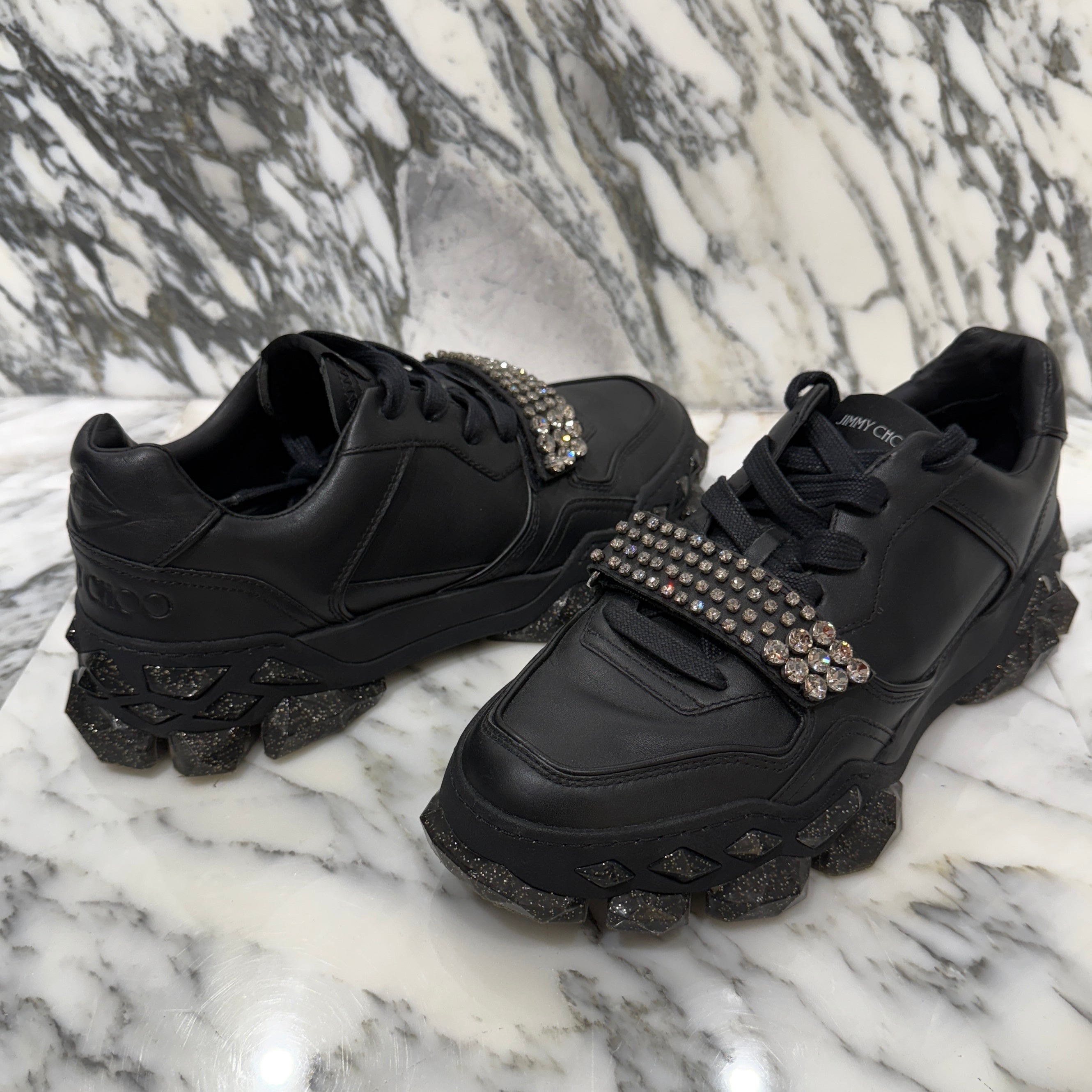 JIMMY CHOO 2021AW Crystal Strap Low Top Sneakers Size 41 ジミーチュウ クリスタルストラップ ロートップ スニーカー サイズ41