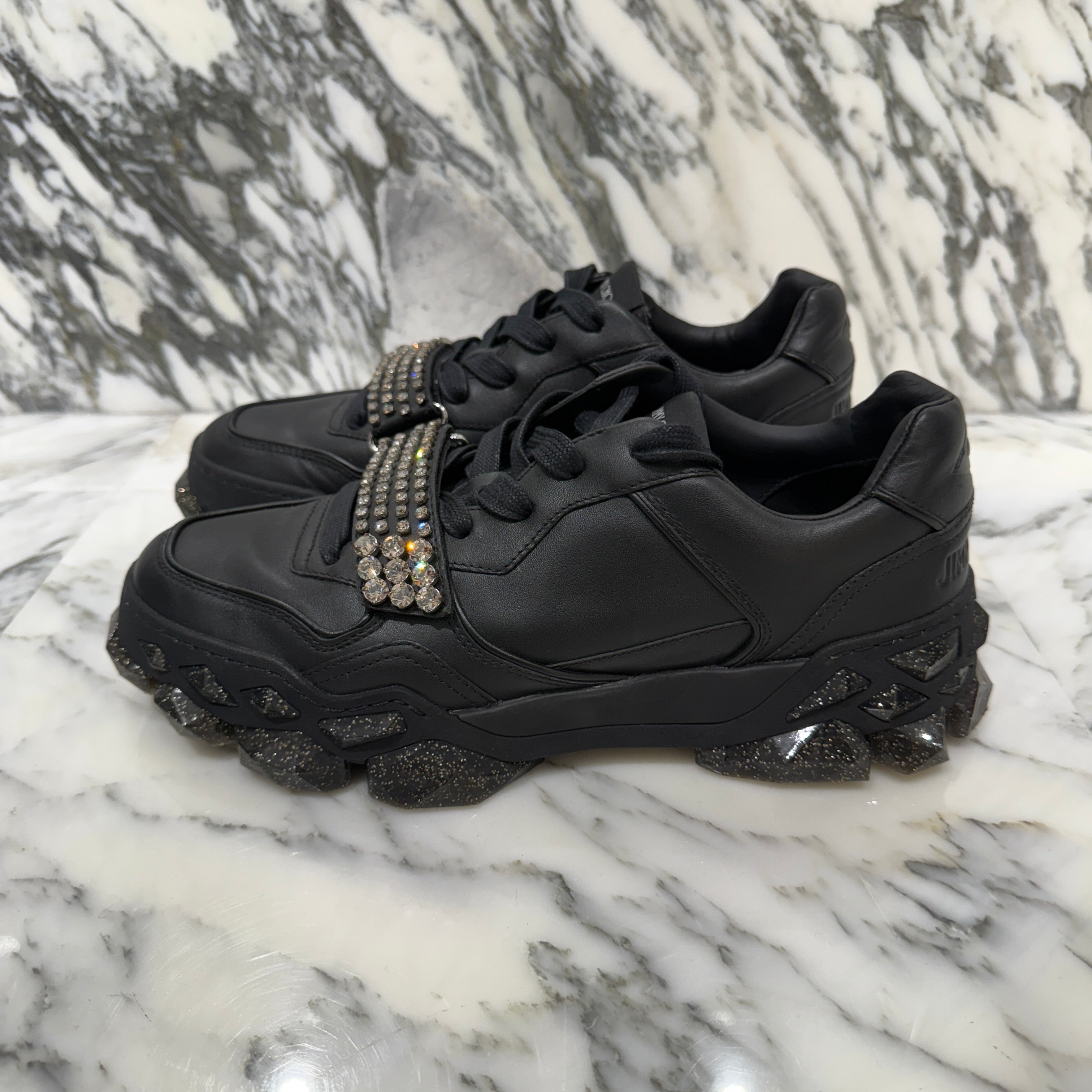 JIMMY CHOO 2021AW Crystal Strap Low Top Sneakers Size 41 ジミーチュウ クリスタルストラップ ロートップ スニーカー サイズ41