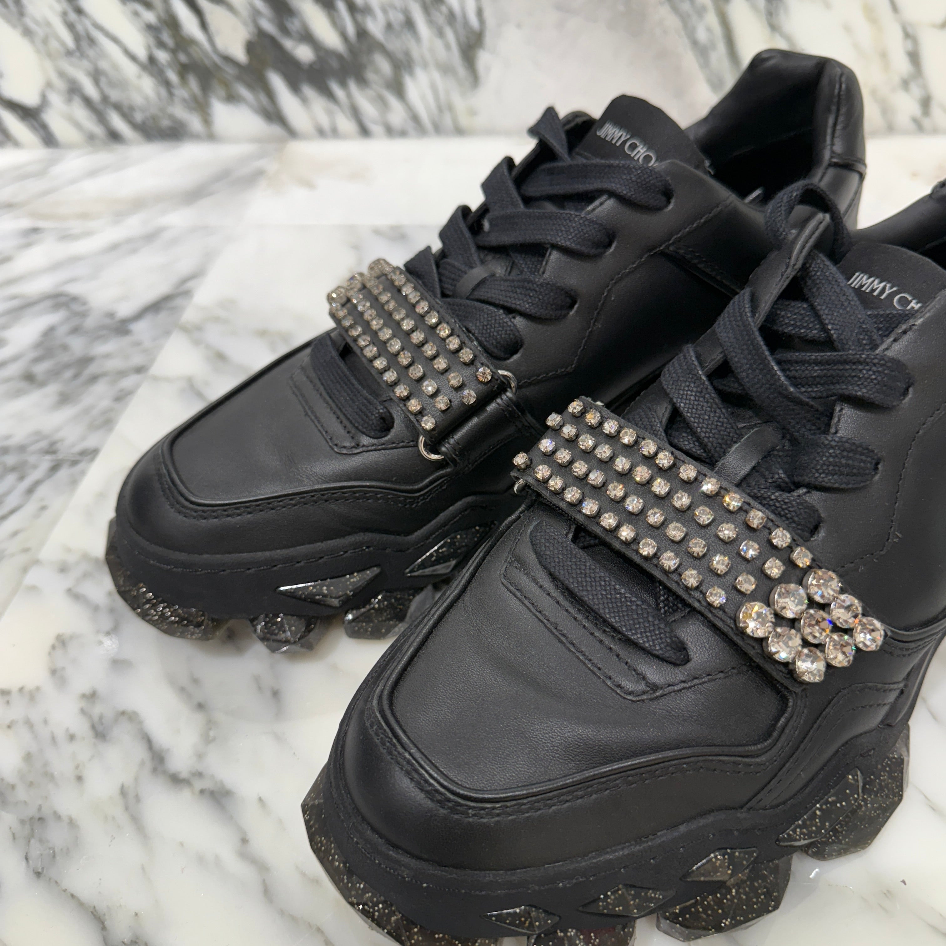 JIMMY CHOO 2021AW Crystal Strap Low Top Sneakers Size 41 ジミーチュウ クリスタルストラップ ロートップ スニーカー サイズ41