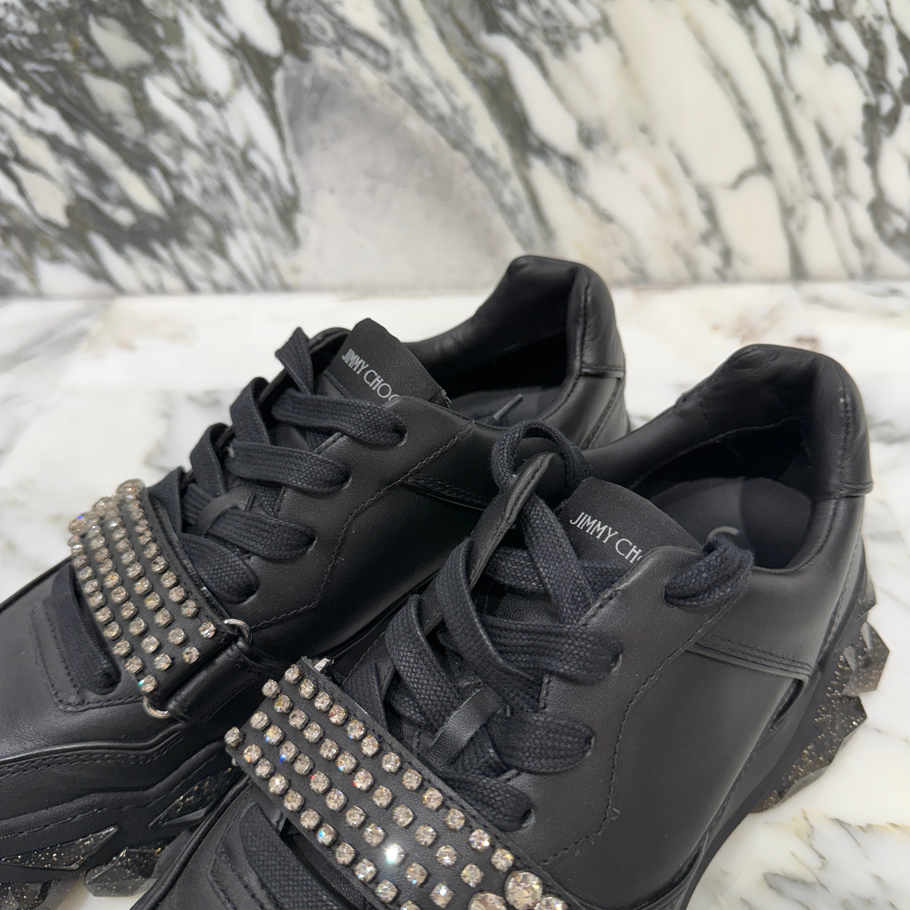 JIMMY CHOO 2021AW Crystal Strap Low Top Sneakers Size 41 ジミーチュウ クリスタルストラップ ロートップ スニーカー サイズ41