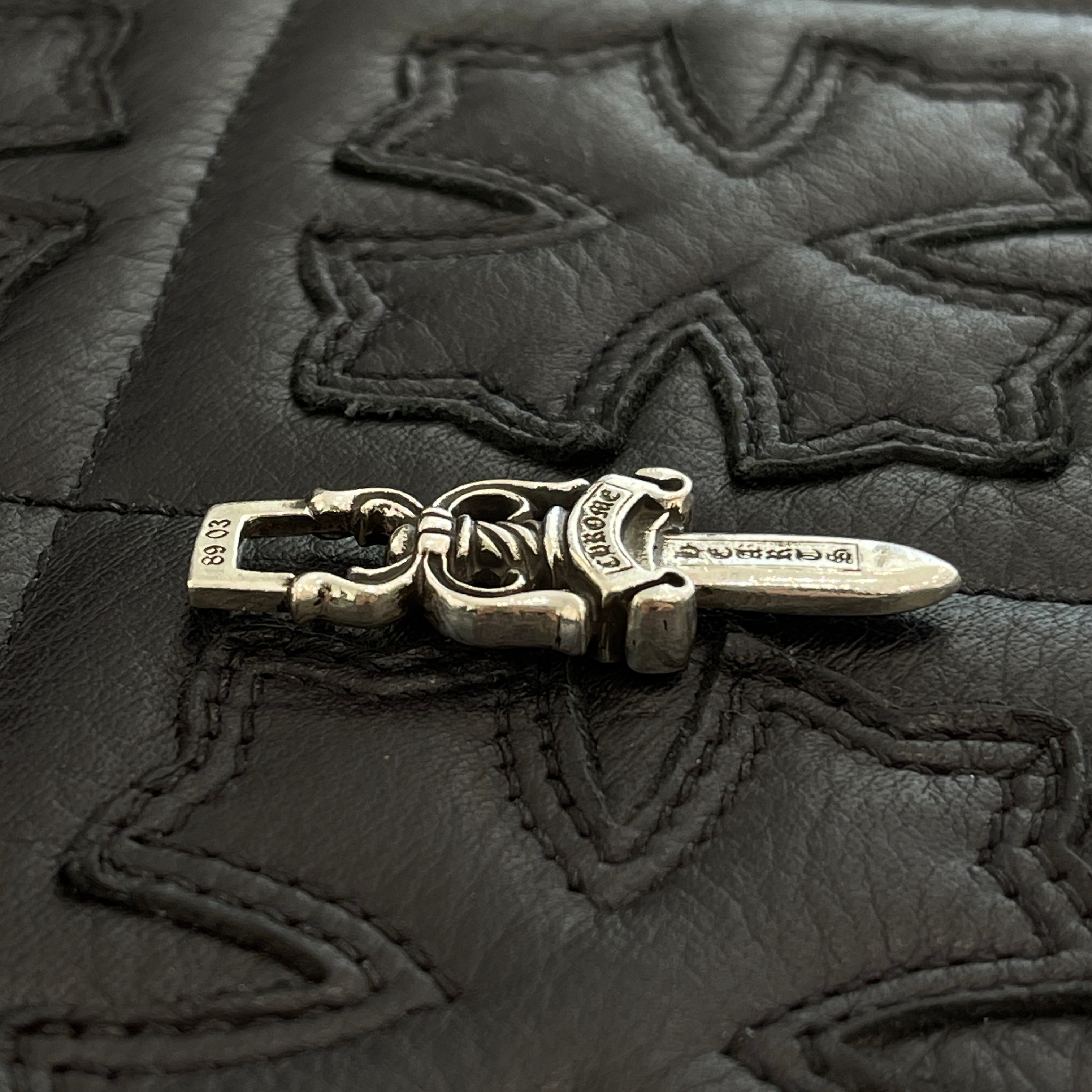CHROME HEARTS Leather String Dagger Charm Pendant Top クロムハーツ レザー紐 ダガーチャーム ペンダントトップ
