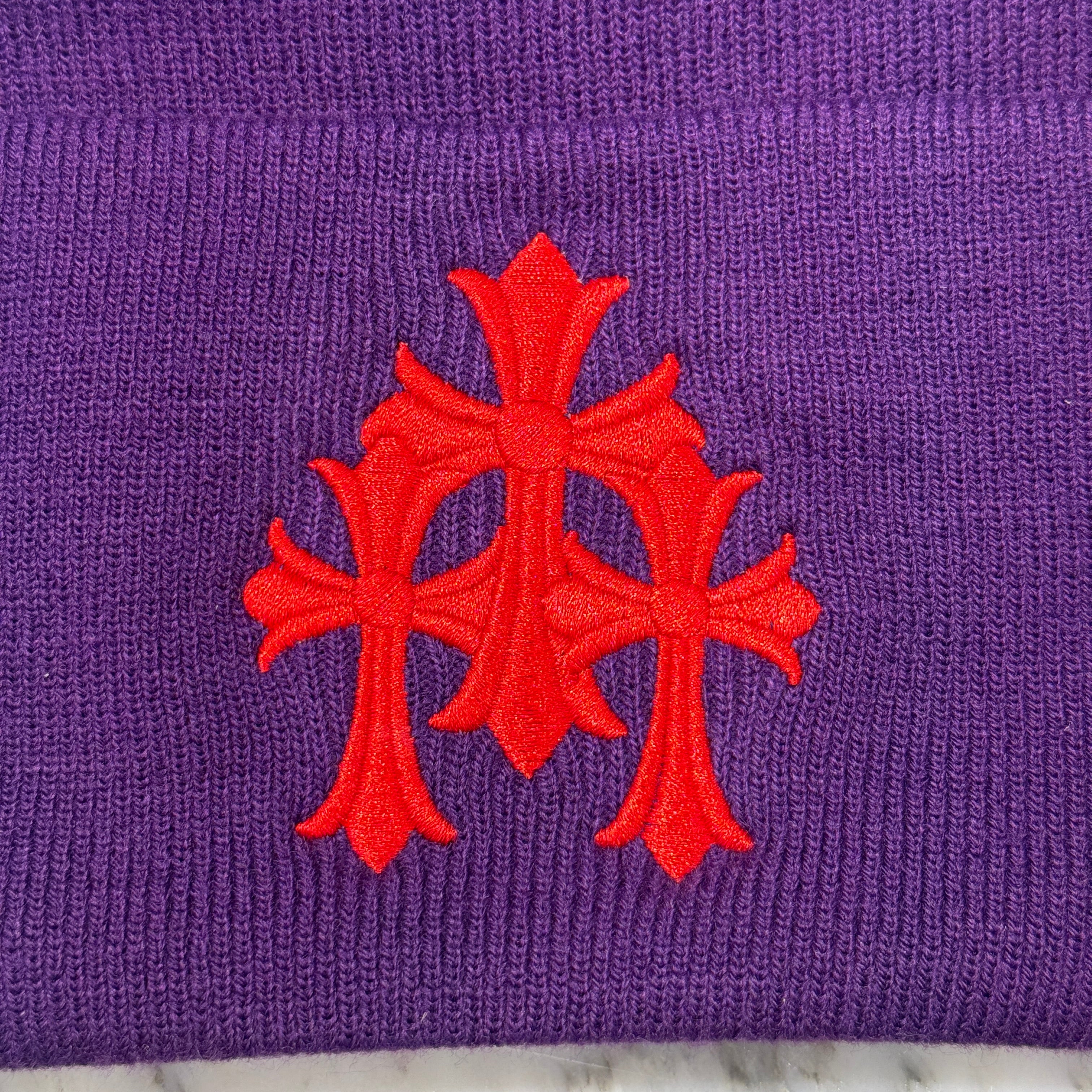 CHROME HEARTS Triple Cross Embroidery Beanie Size ONE SIZE（23cm）クロムハーツ トリプルクロス刺繍 ビーニー