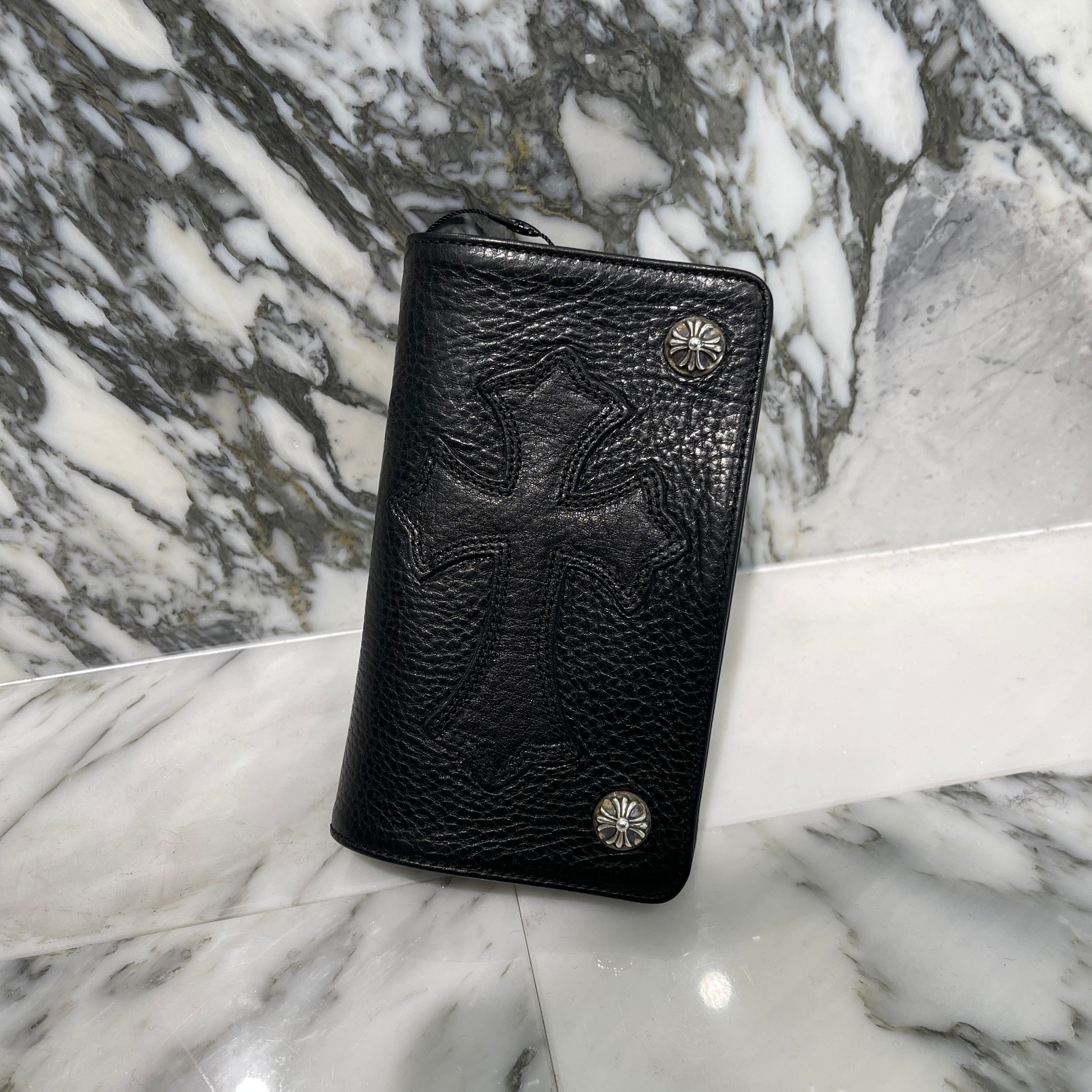 CHROME HEARTS 1 Zip Cross Patch Heavy Leather Wallet クロムハーツ 1ジップ クロスパッチ ヘビーレザーウォレット