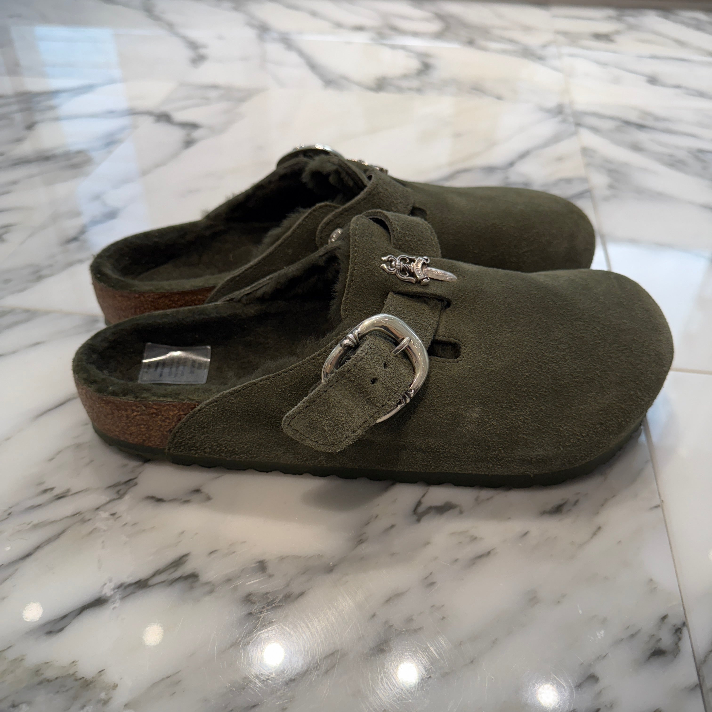 CHROME HEARTS × BIRKENSTOCK Boston Limited Silver Dagger Suede Leather Sandals Size 42(27cm) クロムハーツ × ビルケンストック ボストン限定 シルバーダガー装飾 スエードレザー サンダル サイズ42(27cm)