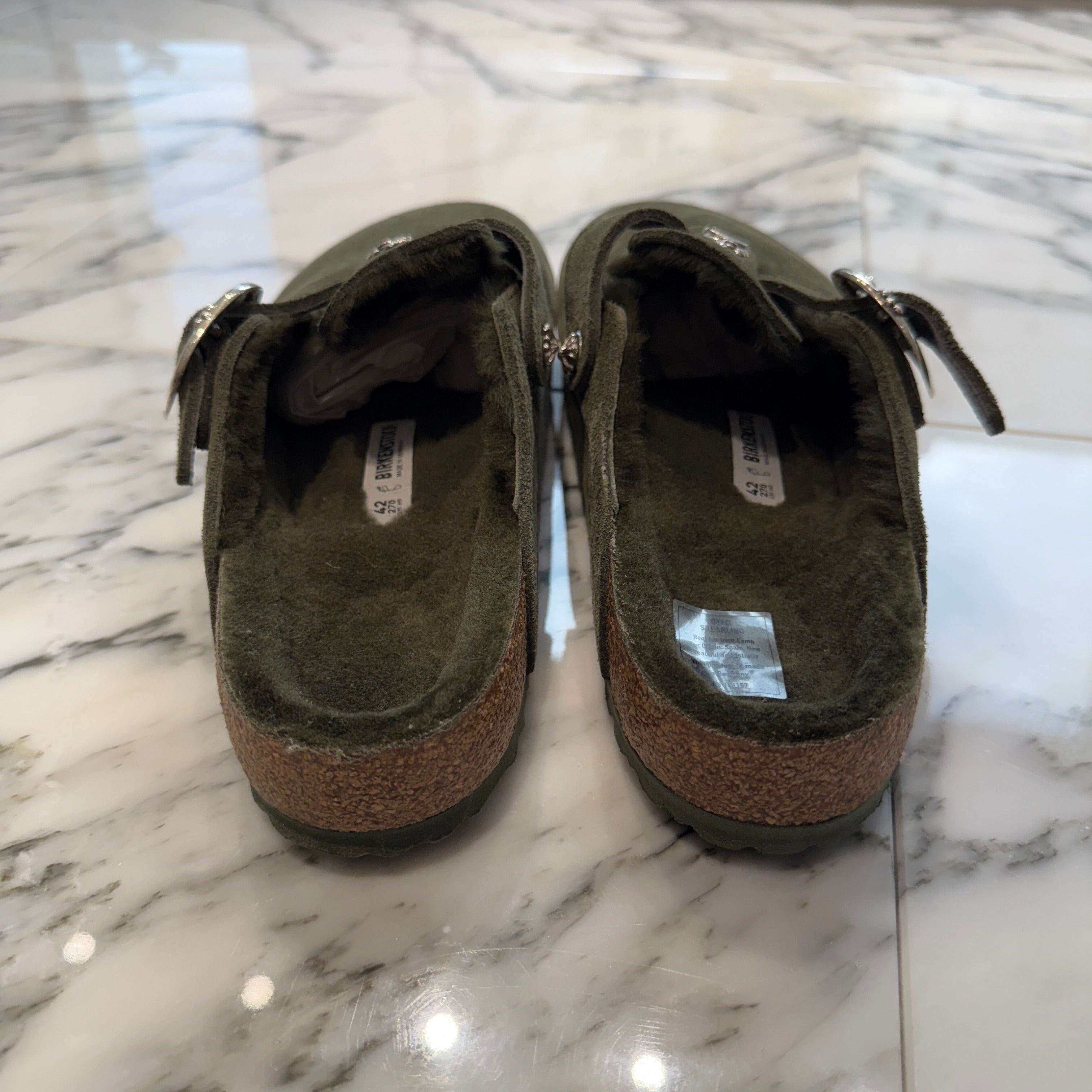 CHROME HEARTS × BIRKENSTOCK Boston Limited Silver Dagger Suede Leather Sandals Size 42(27cm) クロムハーツ × ビルケンストック ボストン限定 シルバーダガー装飾 スエードレザー サンダル サイズ42(27cm)