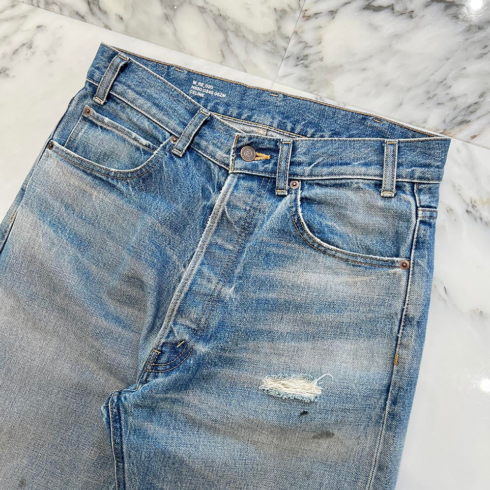 CELINE 2022AW Boydoll Wesley Cut Off Wide Straight Denim Pants N850 034S 08ZM Size 27 セリーヌ ボーイドール ウェスリーカットオフ ワイドストレートデニムパンツ サイズ27