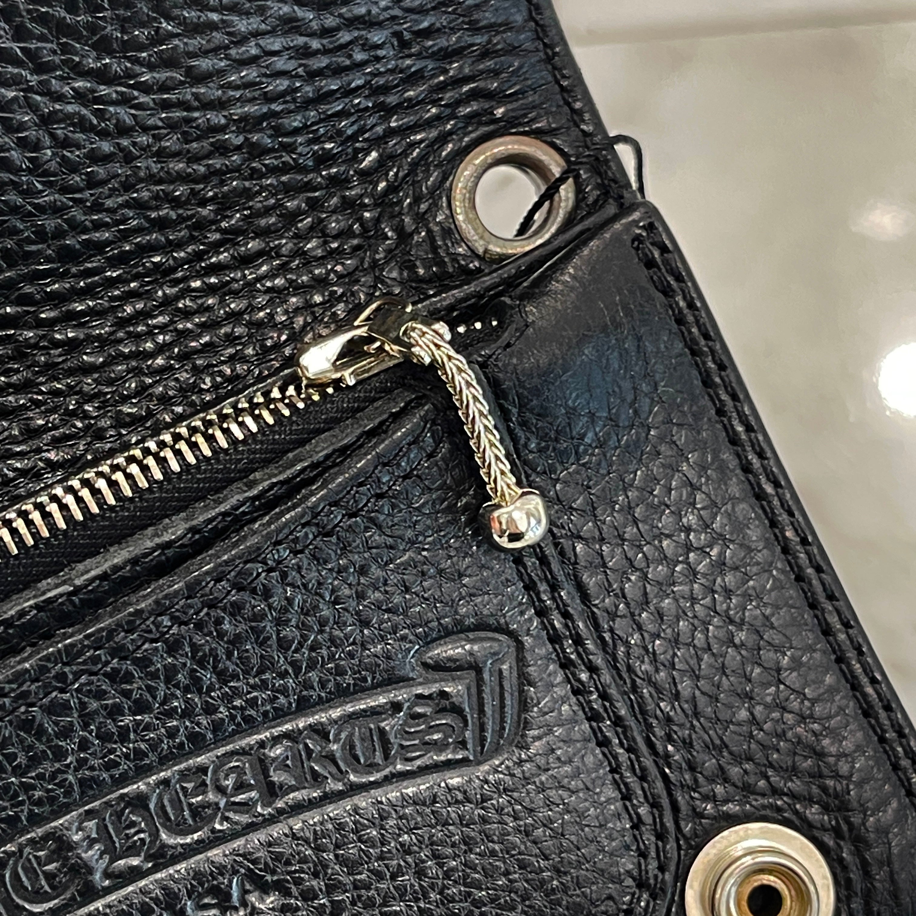CHROME HEARTS 1 Zip Cross Patch Heavy Leather Wallet クロムハーツ