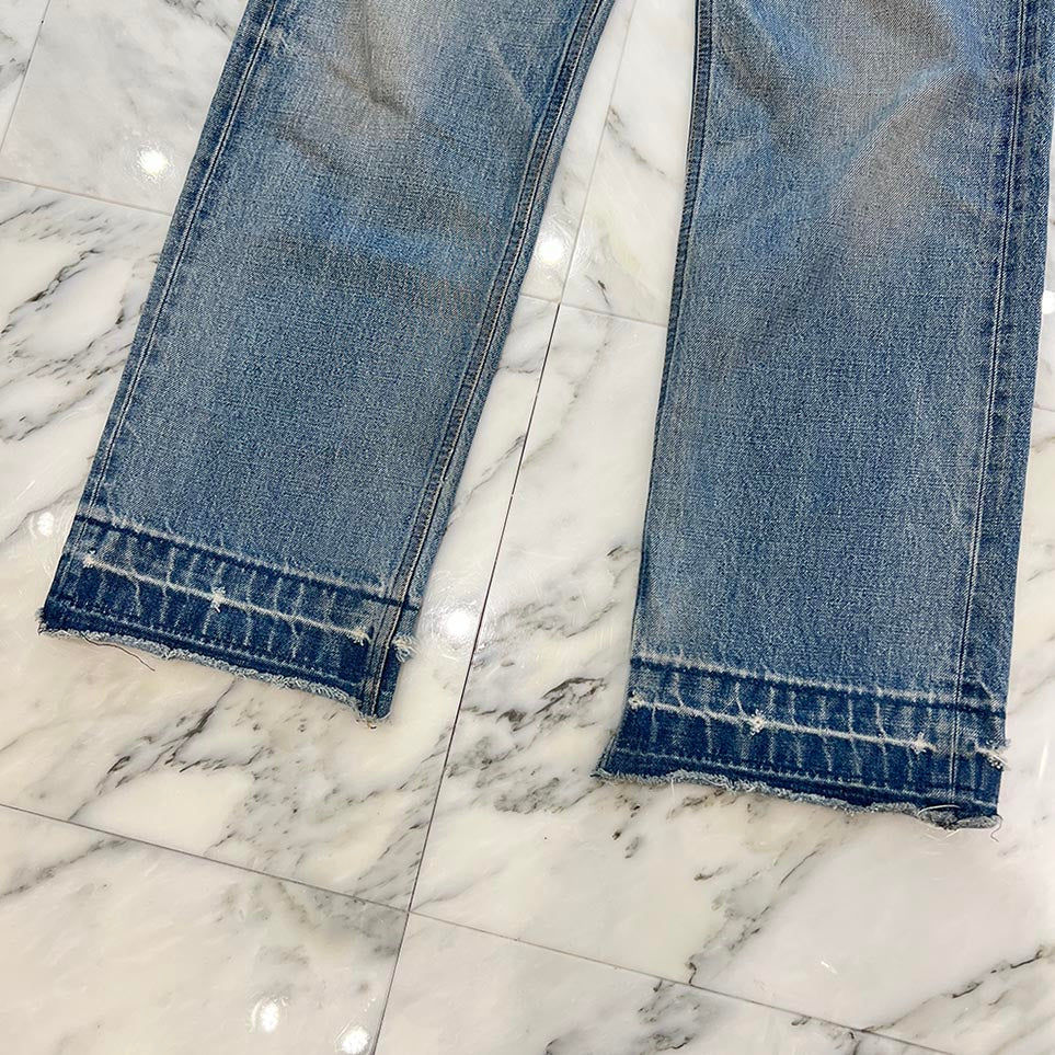 CELINE 2022AW Boydoll Wesley Cut Off Wide Straight Denim Pants N850 034S 08ZM Size 27 セリーヌ ボーイドール ウェスリーカットオフ ワイドストレートデニムパンツ サイズ27