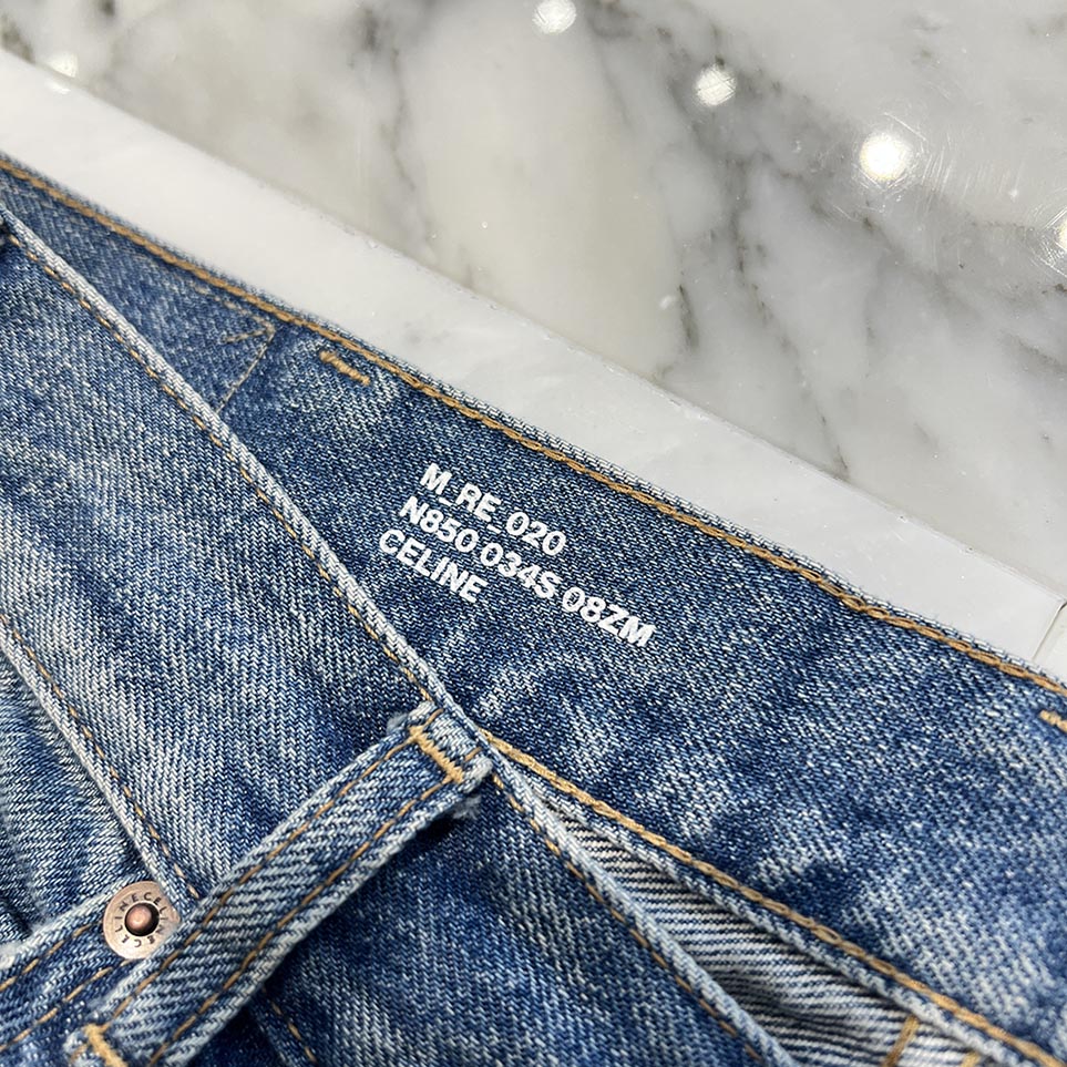 CELINE 2022AW Boydoll Wesley Cut Off Wide Straight Denim Pants N850 034S 08ZM Size 27 セリーヌ ボーイドール ウェスリーカットオフ ワイドストレートデニムパンツ サイズ27