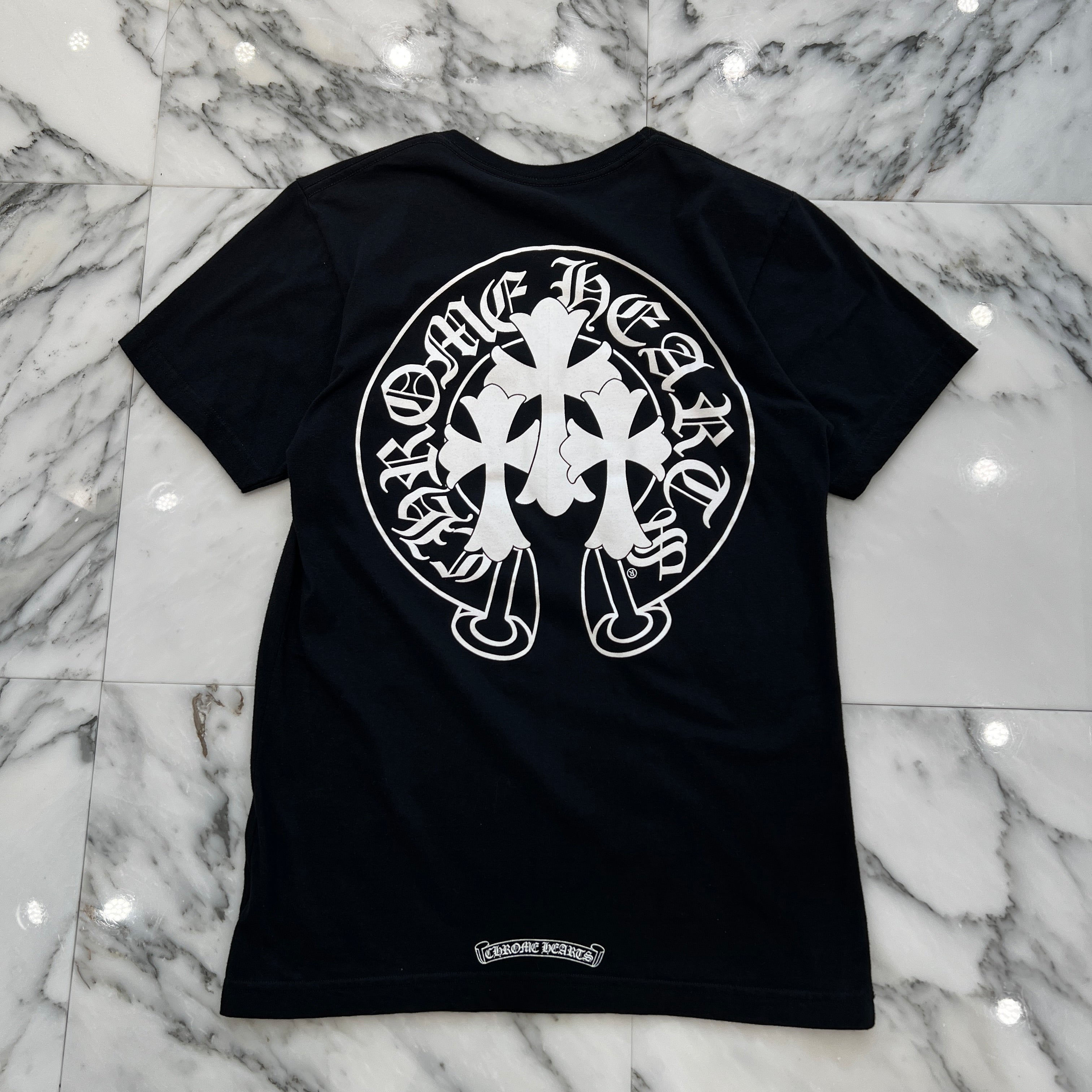 CHROME HEARTS Back 3 Cemetery Cross Horseshoe Tee Size S クロムハーツ バック 3セメタリークロス ホースシュー Tシャツ サイズS