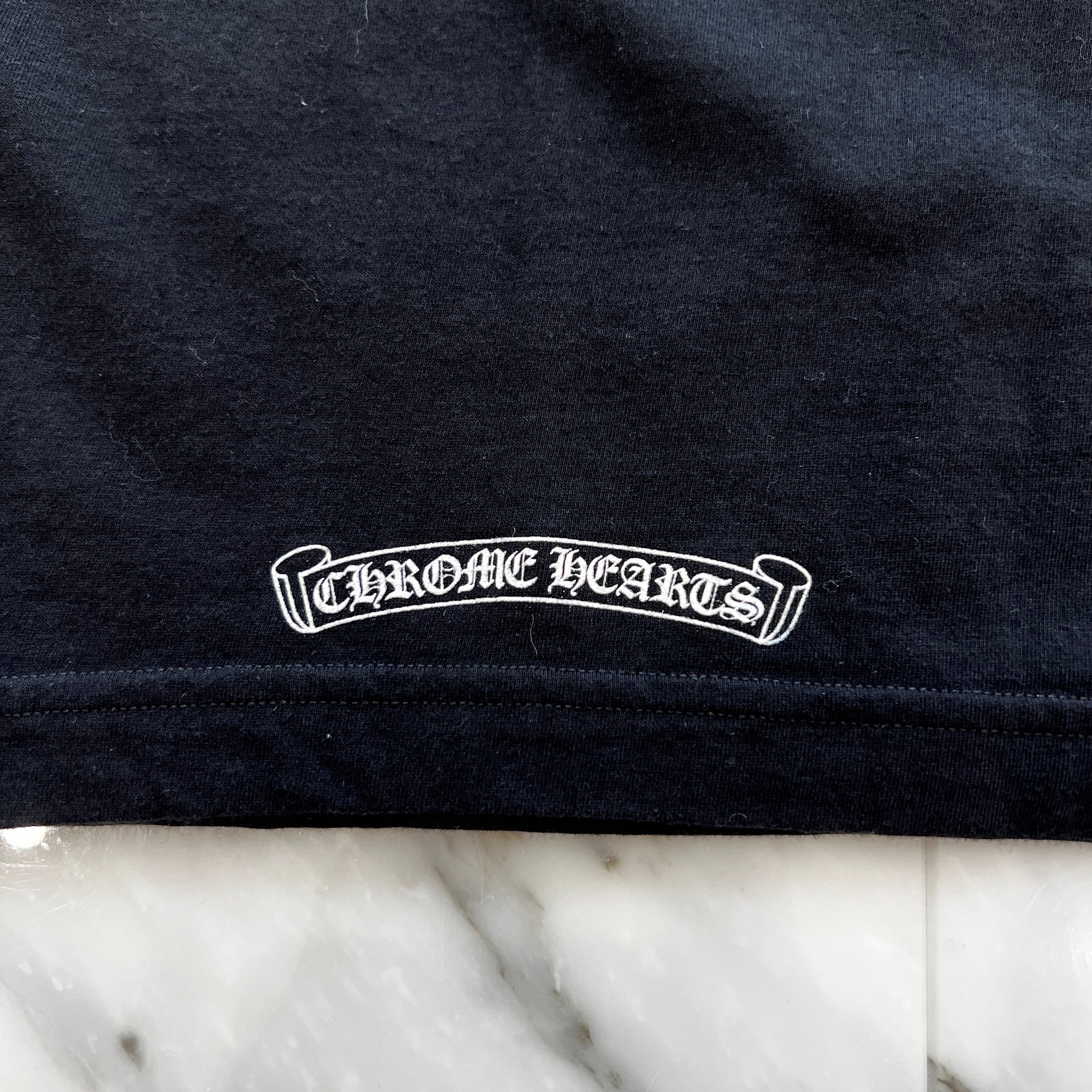 CHROME HEARTS Back 3 Cemetery Cross Horseshoe Tee Size S クロムハーツ バック 3セメタリークロス ホースシュー Tシャツ サイズS