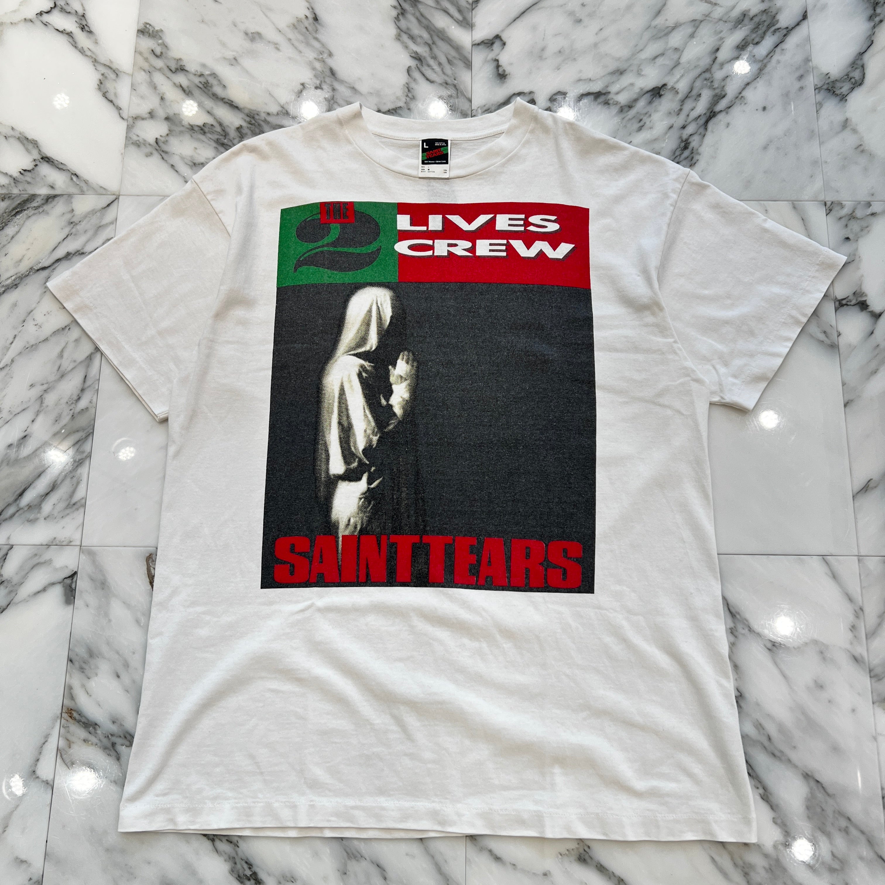 SAINT Mxxxxxx × DENIM TEARS 2024SS "THE LIVES CREW" Graphic Print Tee SM-YS8-0000-C01 Size L セントマイケル×デニムティアーズ "ザ・ライブス・クルー" グラフィックプリント Tシャツ サイズL