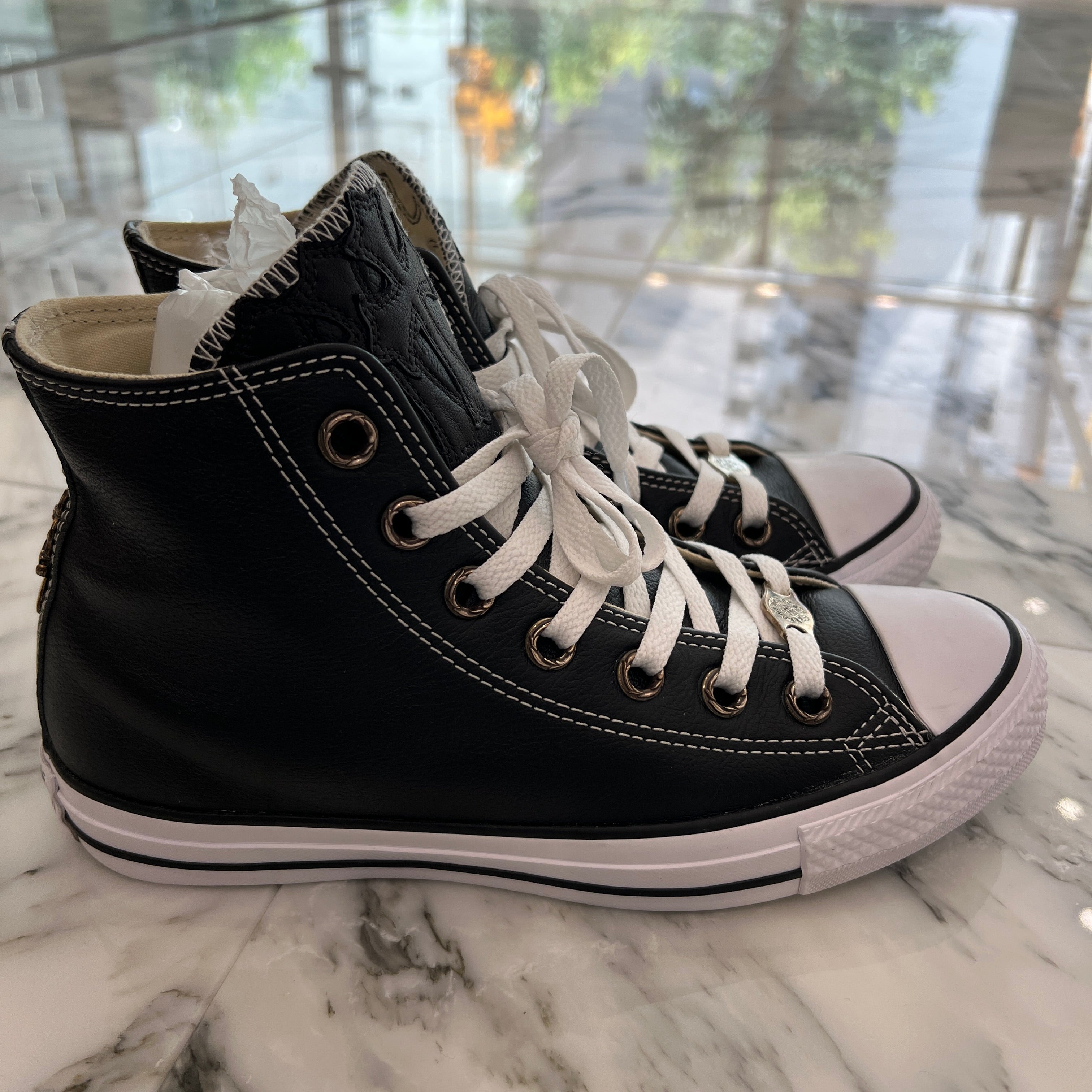 CHROME HEARTS × CONVERSE ALL STAR Cross Leather Patch Canvas Low Top Sneakers Size 6（24.5cm） クロムハーツ × コンバース オールスター クロスレザーパッチ キャンバス ローカットスニーカー サイズ6（24.5cm）