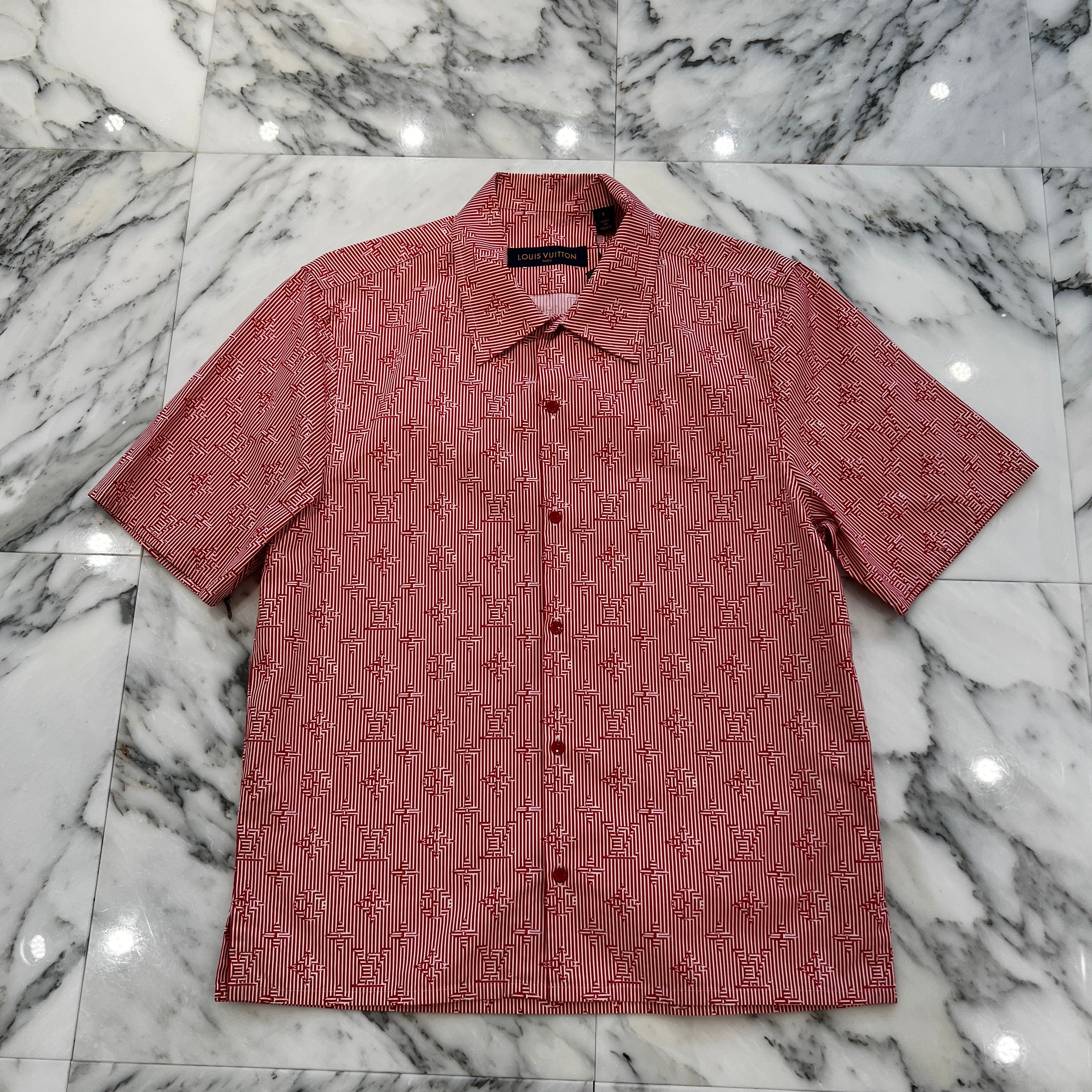 LOUIS VUITTON 2023SS Signature Stripe Monogram Short Sleeve Shirt HOS53W Size S ルイヴィトン シグネチャーストライプ モノグラム 半袖シャツ サイズS