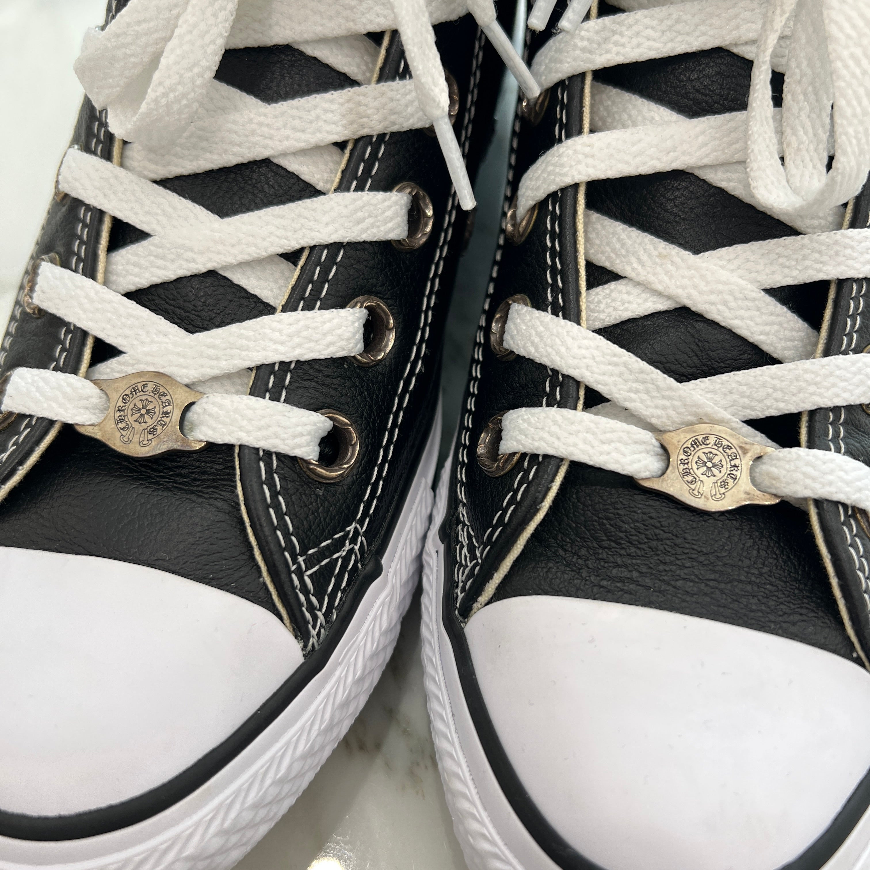 CHROME HEARTS × CONVERSE ALL STAR Cross Leather Patch Canvas Low Top Sneakers Size 6（24.5cm） クロムハーツ × コンバース オールスター クロスレザーパッチ キャンバス ローカットスニーカー サイズ6（24.5cm）