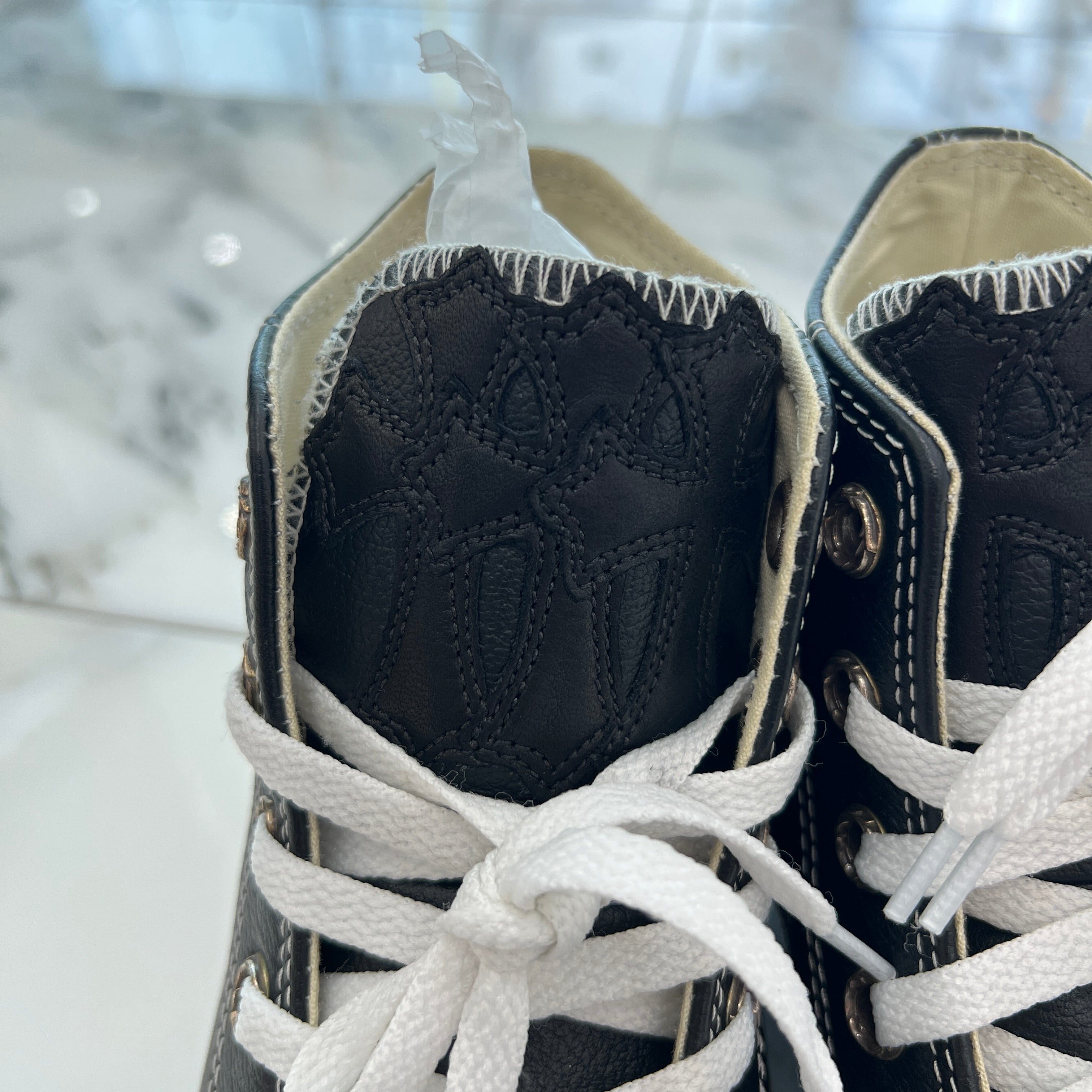 CHROME HEARTS × CONVERSE ALL STAR Cross Leather Patch Canvas Low Top Sneakers Size 6（24.5cm） クロムハーツ × コンバース オールスター クロスレザーパッチ キャンバス ローカットスニーカー サイズ6（24.5cm）