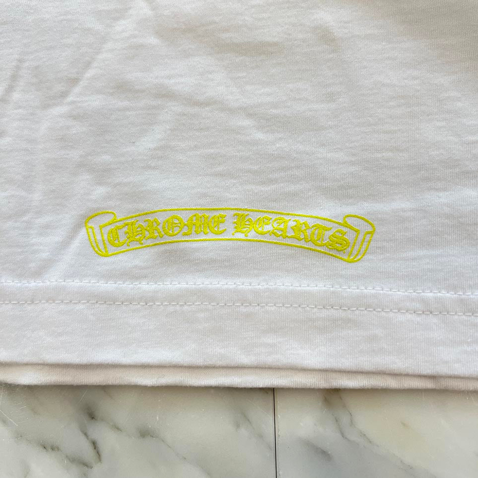 CHROME HEARTS Old English Neck Logo Neon Yellow Long Sleeve Tee Size L クロムハーツ オールドイングリッシュネックロゴネオンイエローロングスリーブTシャツ サイズL