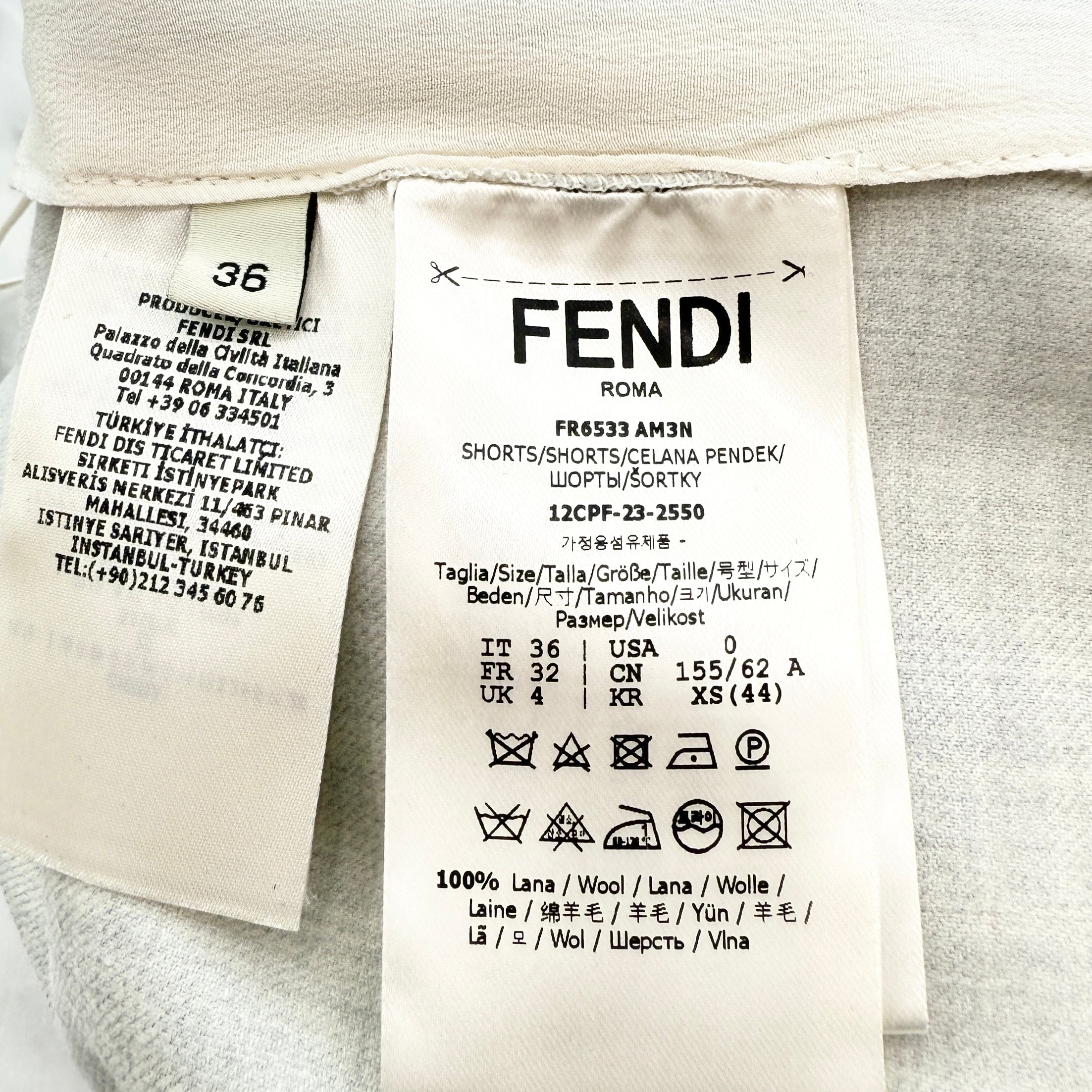 FENDI 2023AW High Waist Slim Fit Shorts FR6533 AM3N Size 4 フェンディ ハイウェスト スリムフィット ショーツ サイズ4
