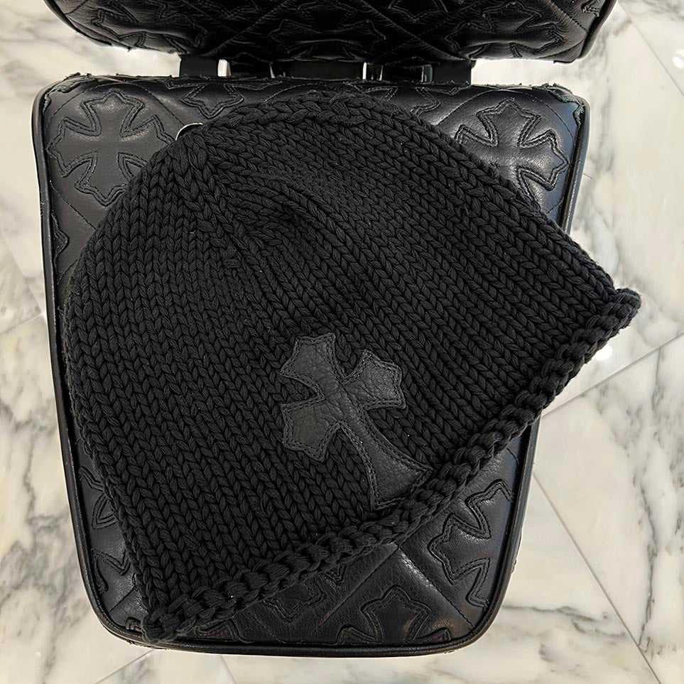 CHROME HEARTS Cashmere Leather 1 Cross Patch Beanie クロムハーツ カシミヤ レザー 1クロスパッチ ビーニー