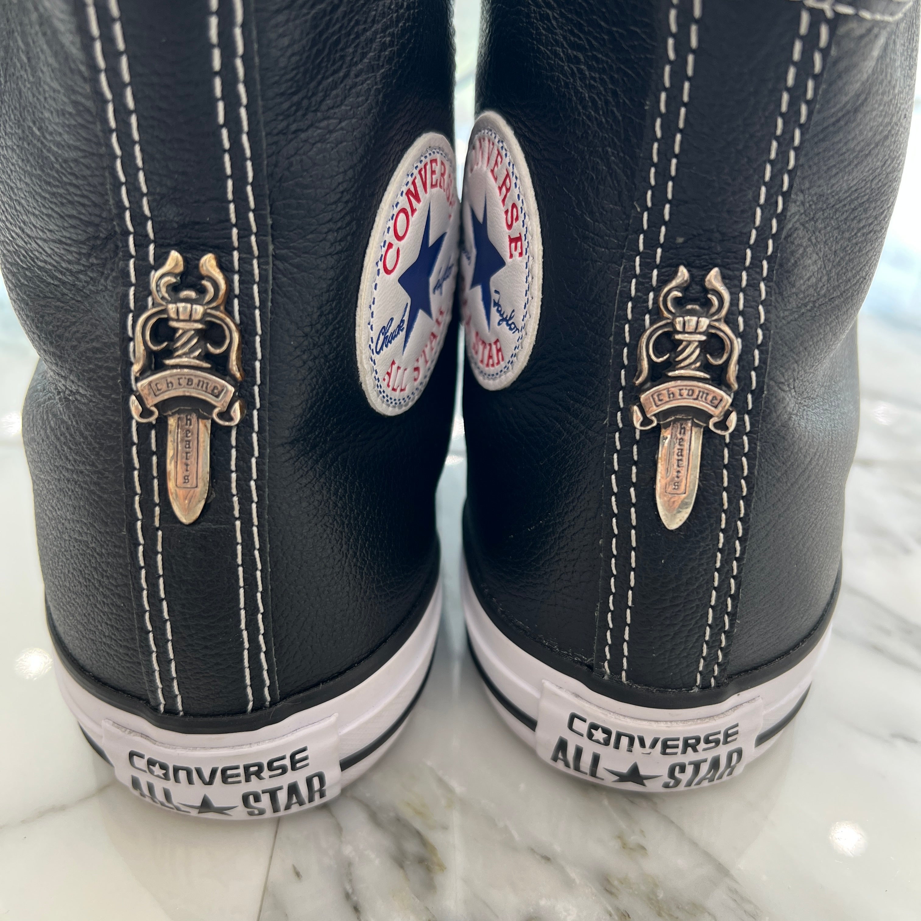 CHROME HEARTS × CONVERSE ALL STAR Cross Leather Patch Canvas Low Top Sneakers Size 6（24.5cm） クロムハーツ × コンバース オールスター クロスレザーパッチ キャンバス ローカットスニーカー サイズ6（24.5cm）