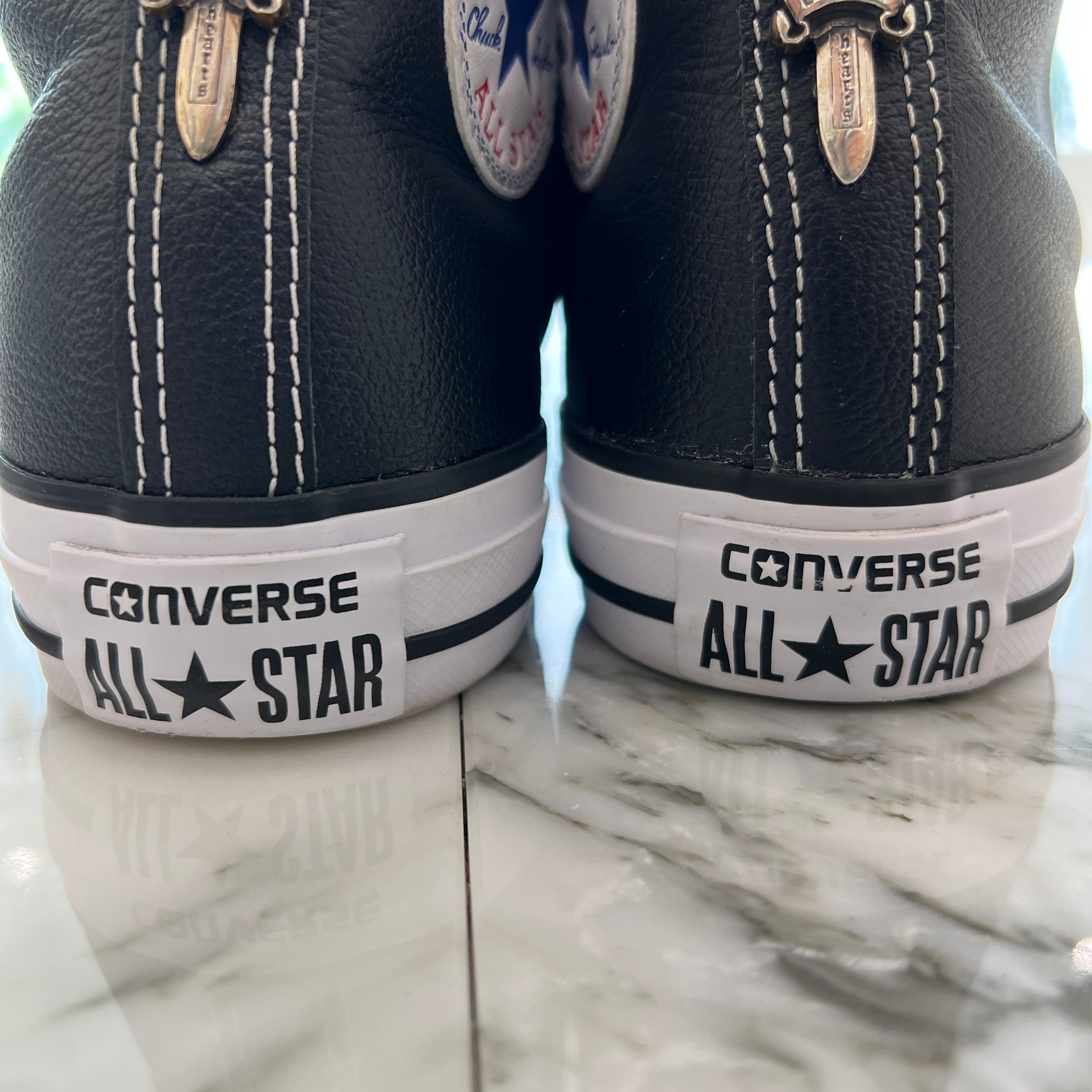 CHROME HEARTS × CONVERSE ALL STAR Cross Leather Patch Canvas Low Top Sneakers Size 6（24.5cm） クロムハーツ × コンバース オールスター クロスレザーパッチ キャンバス ローカットスニーカー サイズ6（24.5cm）