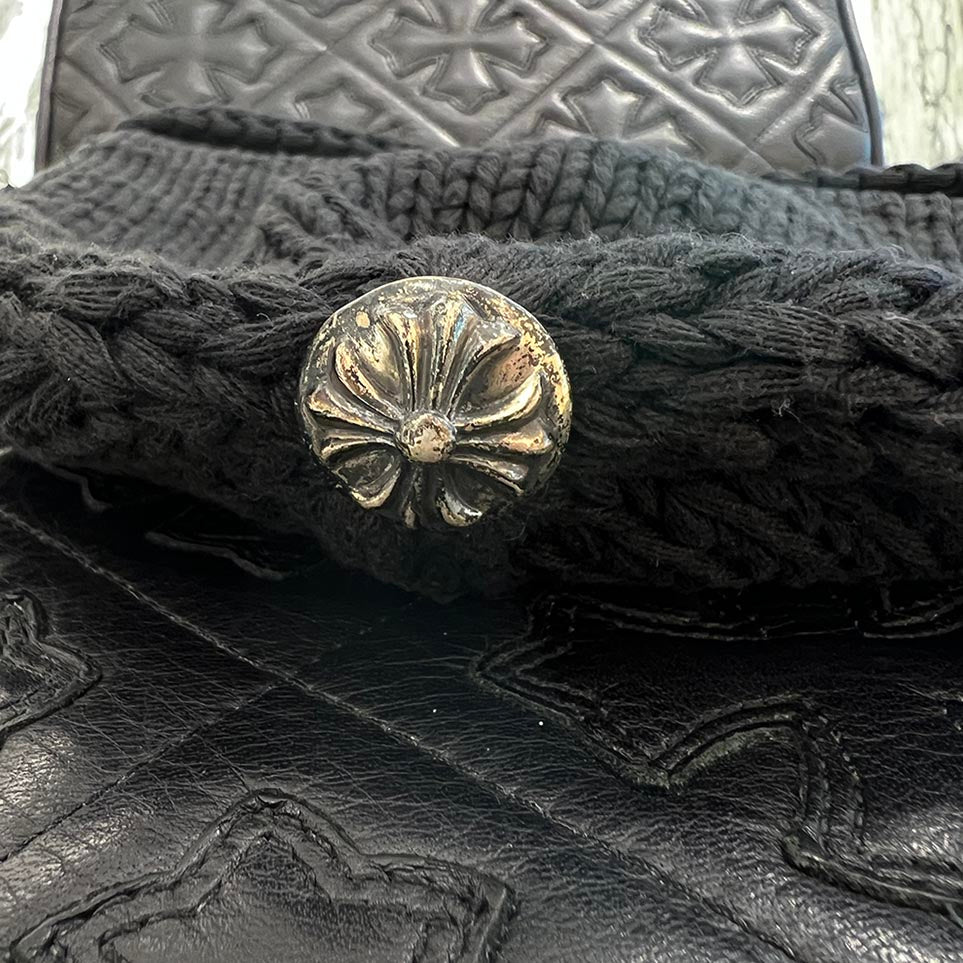 CHROME HEARTS Cashmere Leather 1 Cross Patch Beanie クロムハーツ