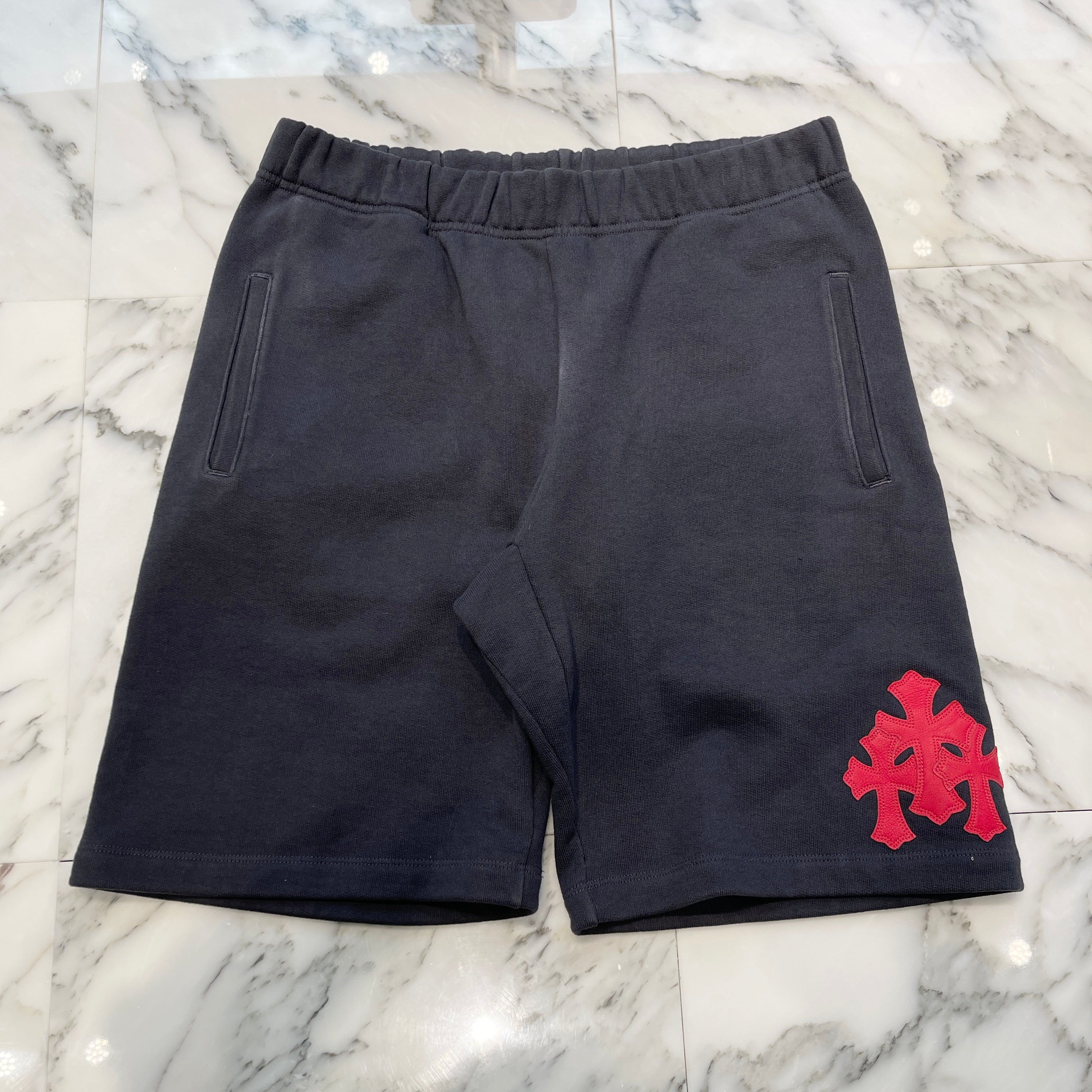 CHROME HEARTS GRP Y NOT 3 Cemetery Cross Patch Sweat Shorts Size L クロムハーツ GRP ワイノット 3 セメタリー クロスパッチ スウェットショーツ サイズL