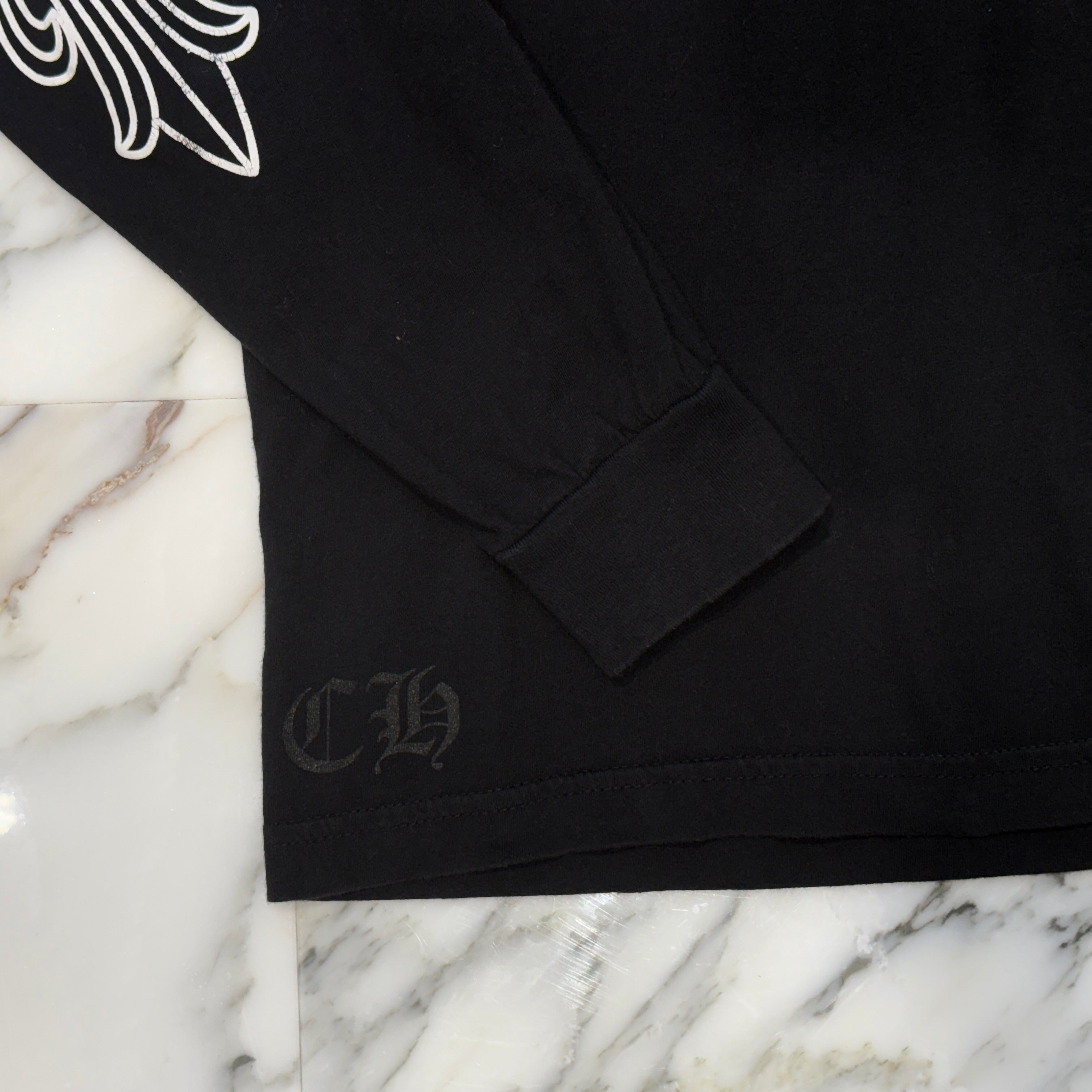 CHROME HEARTS Neck Logo Floral Cross Horseshoe Long Sleeve Tee Size L クロムハーツ ネックロゴ フローラルクロス ホースシュー ロングスリーブTシャツ サイズL