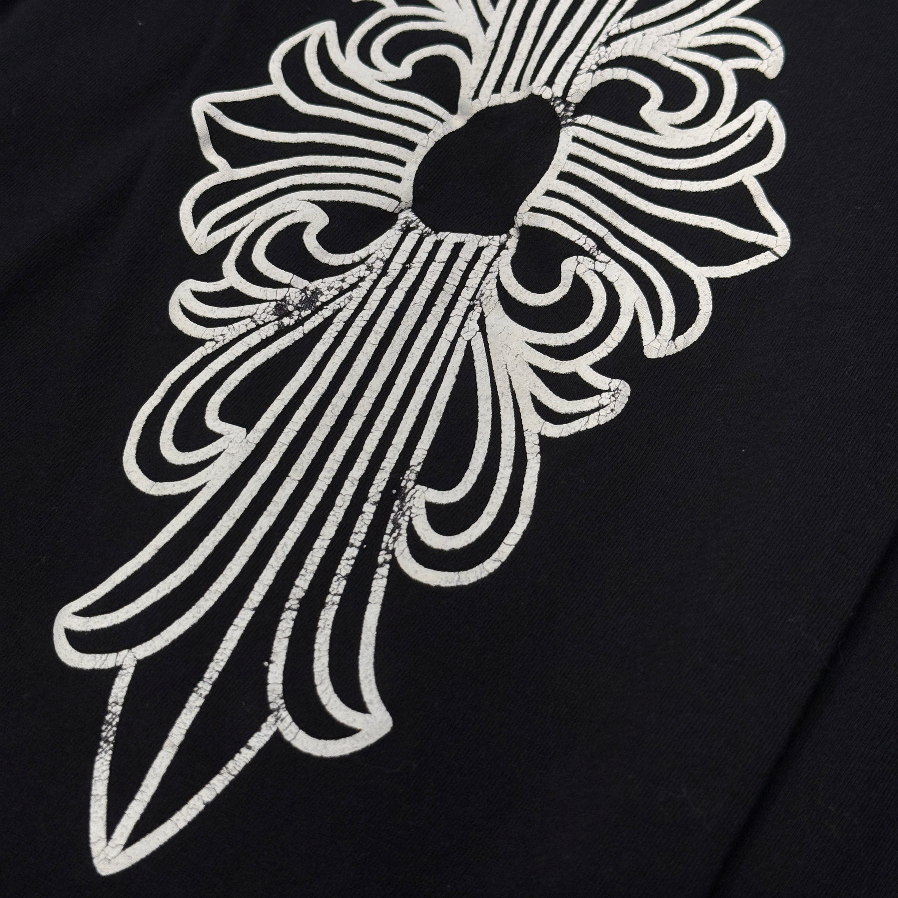 CHROME HEARTS Neck Logo Floral Cross Horseshoe Long Sleeve Tee
