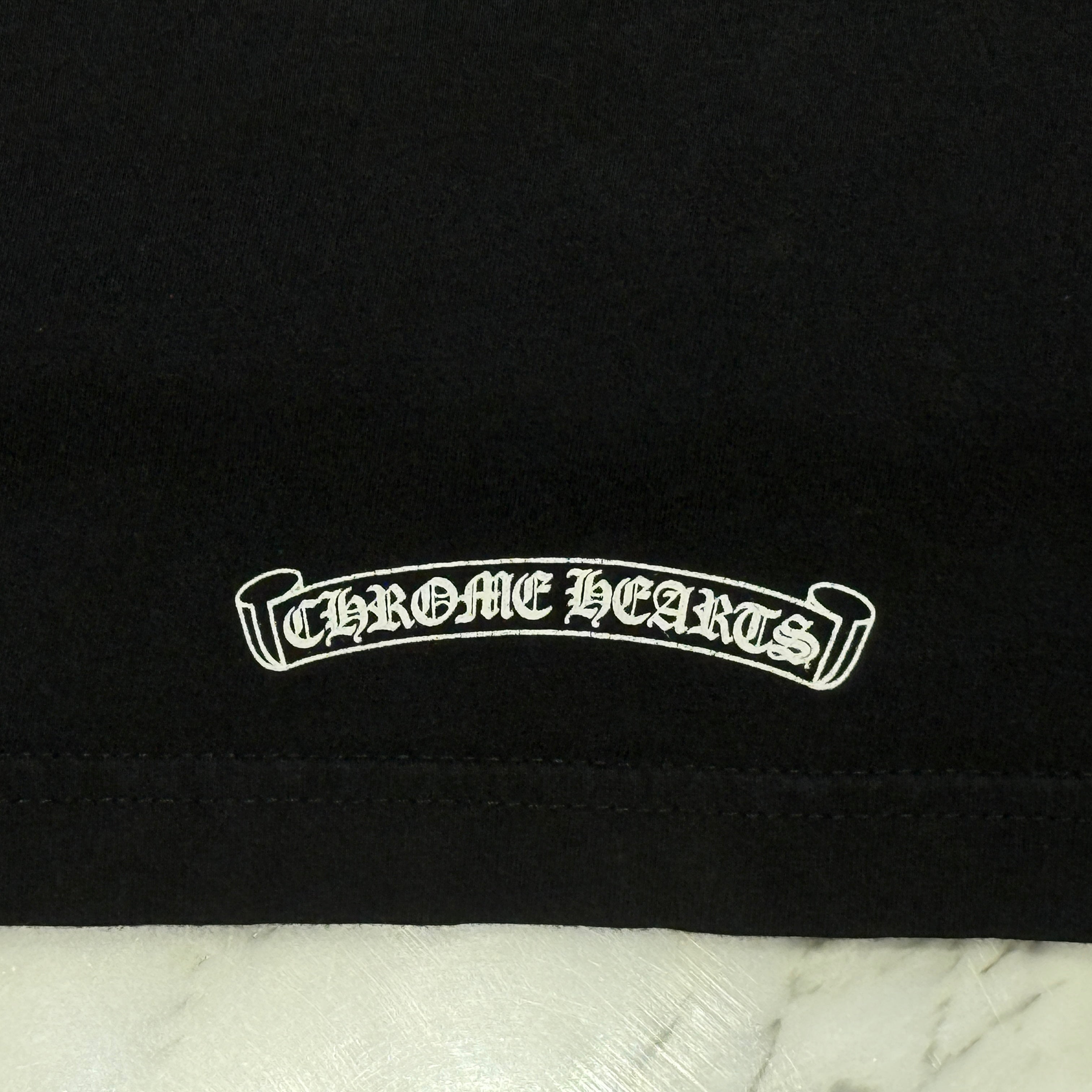 CHROME HEARTS Neck Logo Floral Cross Horseshoe Long Sleeve Tee Size L クロムハーツ ネックロゴ フローラルクロス ホースシュー ロングスリーブTシャツ サイズL