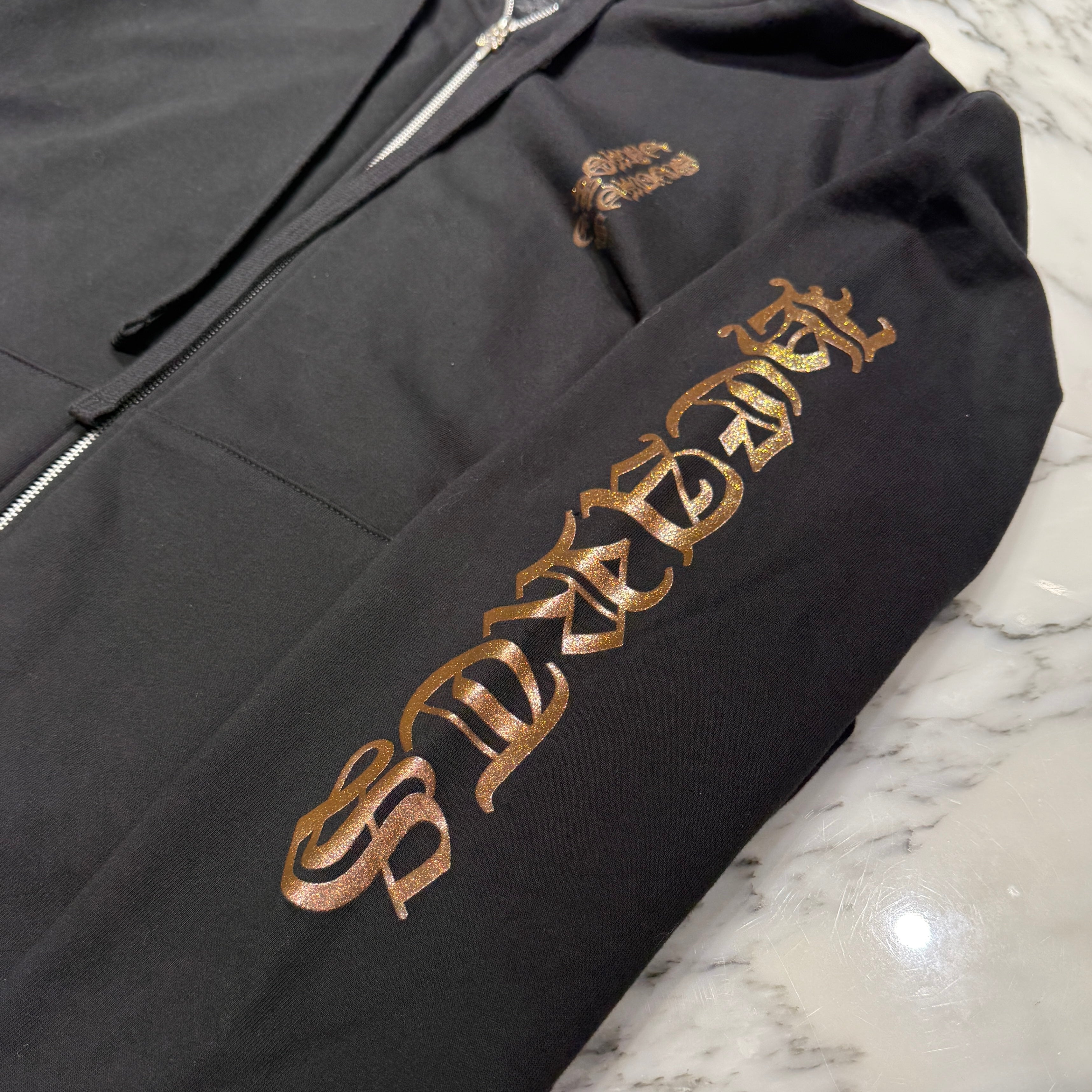 CHROME HEARTS 1998 Vertical Logo Glitter Zip Up Hoodie Size XL クロムハーツ 1998 ヴァーティカルロゴ グリッタージップアップフーディ サイズXL