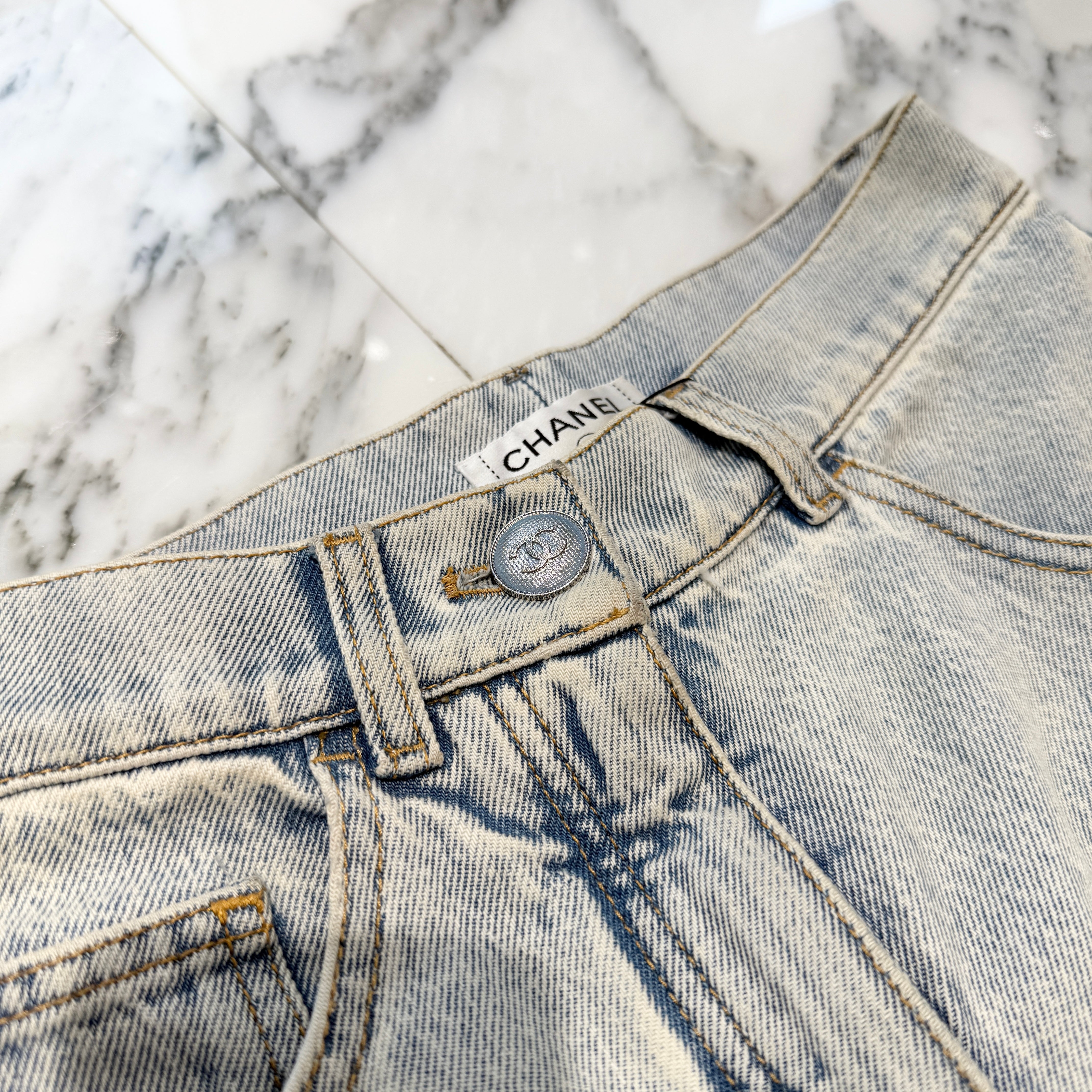 CHANEL 2022SS Animal Fade Print Wide Leg Denim Pants P72345V63969 Size 34 シャネル アニマル フェードプリント ワイドレッグ デニムパンツ サイズ34