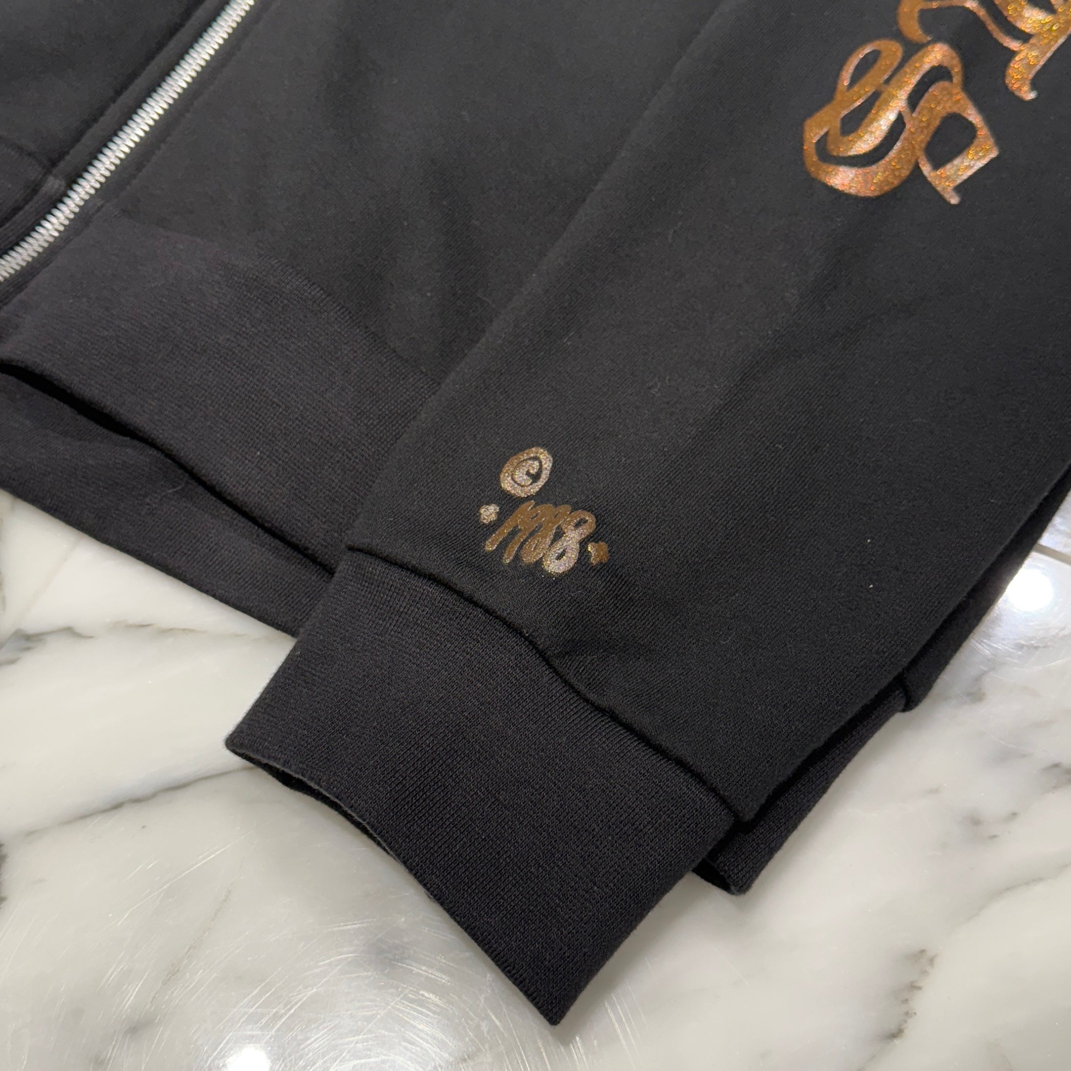 CHROME HEARTS 1998 Vertical Logo Glitter Zip Up Hoodie Size XL クロムハーツ 1998 ヴァーティカルロゴ グリッタージップアップフーディ サイズXL