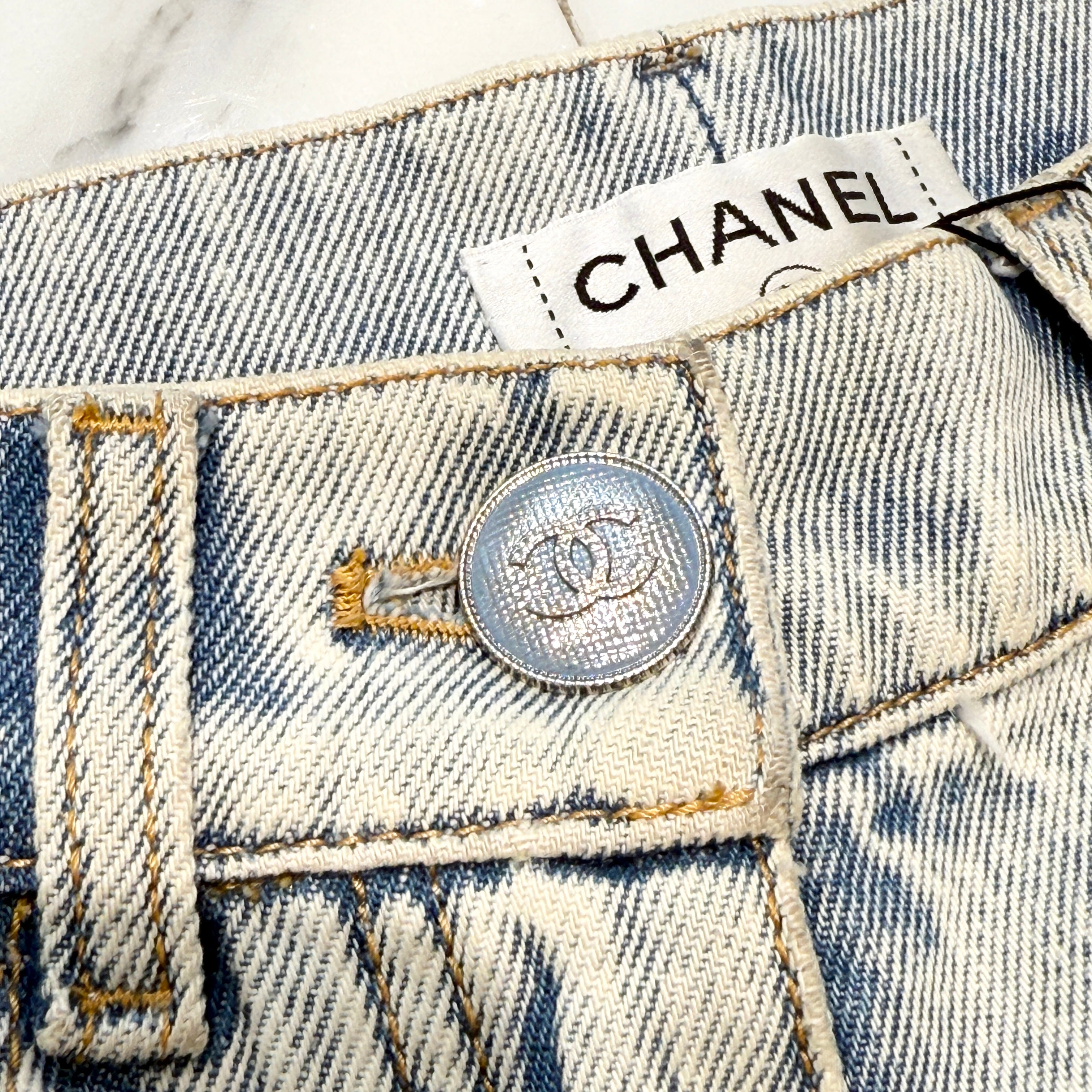 CHANEL 2022SS Animal Fade Print Wide Leg Denim Pants P72345V63969