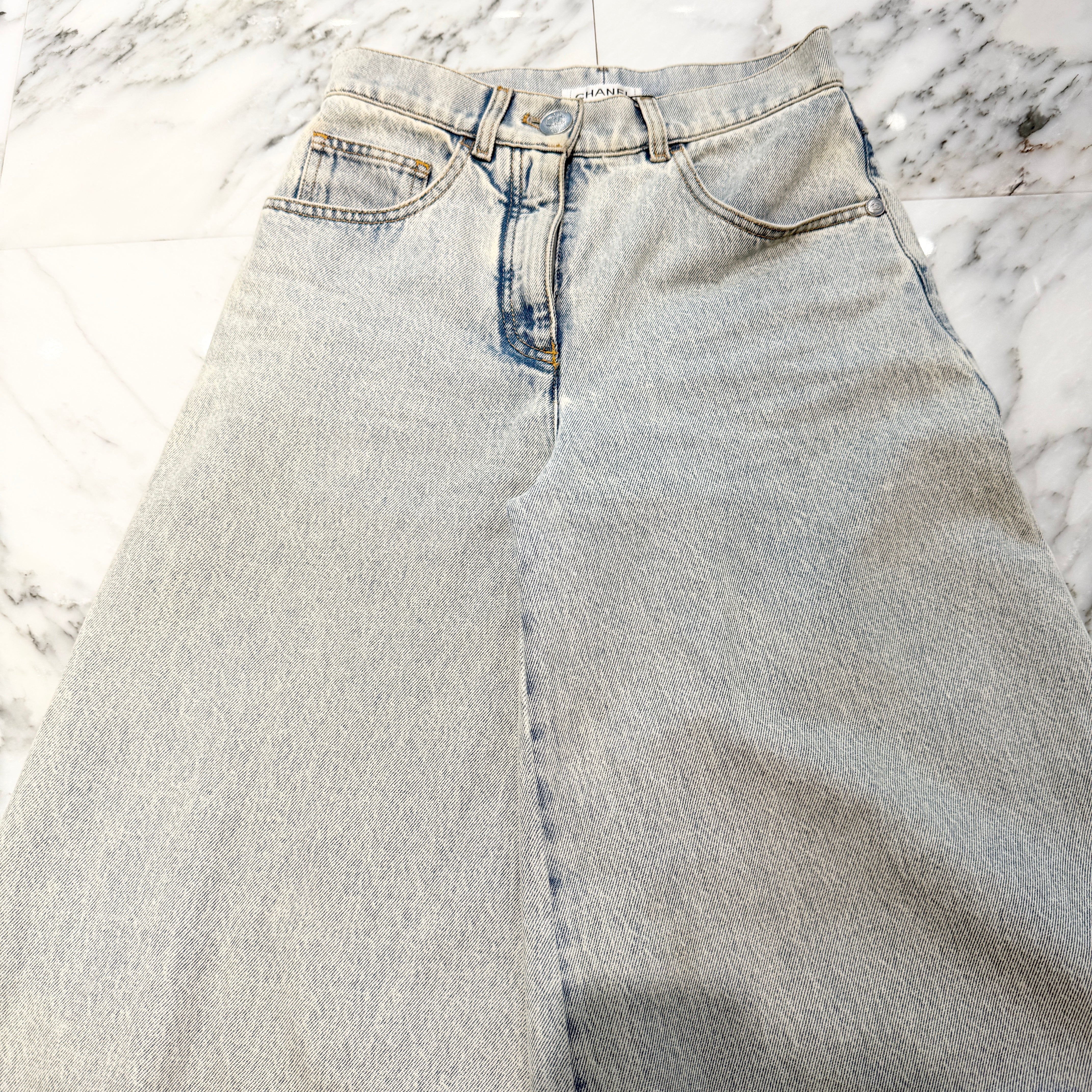 CHANEL 2022SS Animal Fade Print Wide Leg Denim Pants P72345V63969