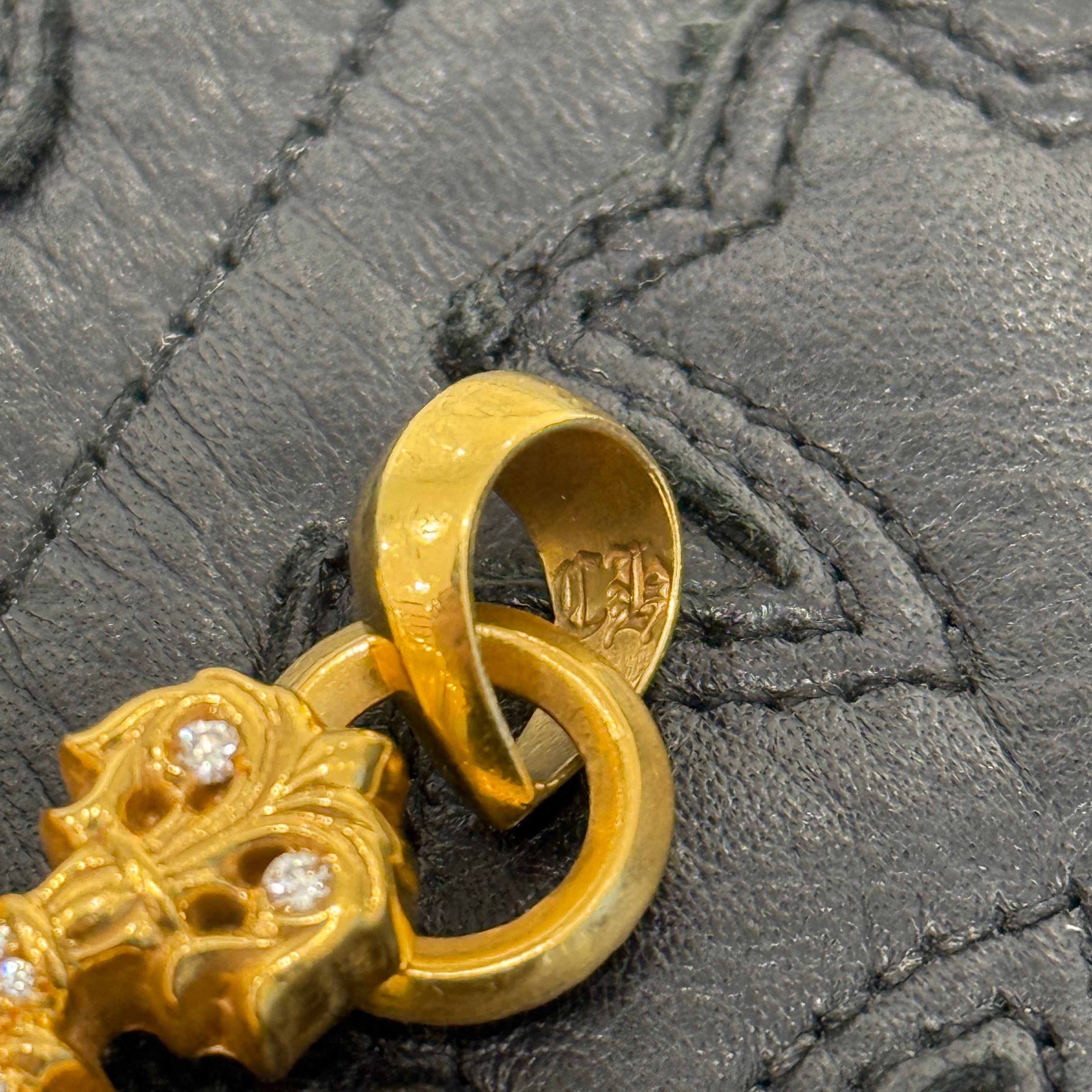 CHROME HEARTS 22K Filig Cross-XSM P D Pendant Top クロムハーツ 22K フィリグリークロスXS PAVEダイヤ ゴールド ペンダントトップ