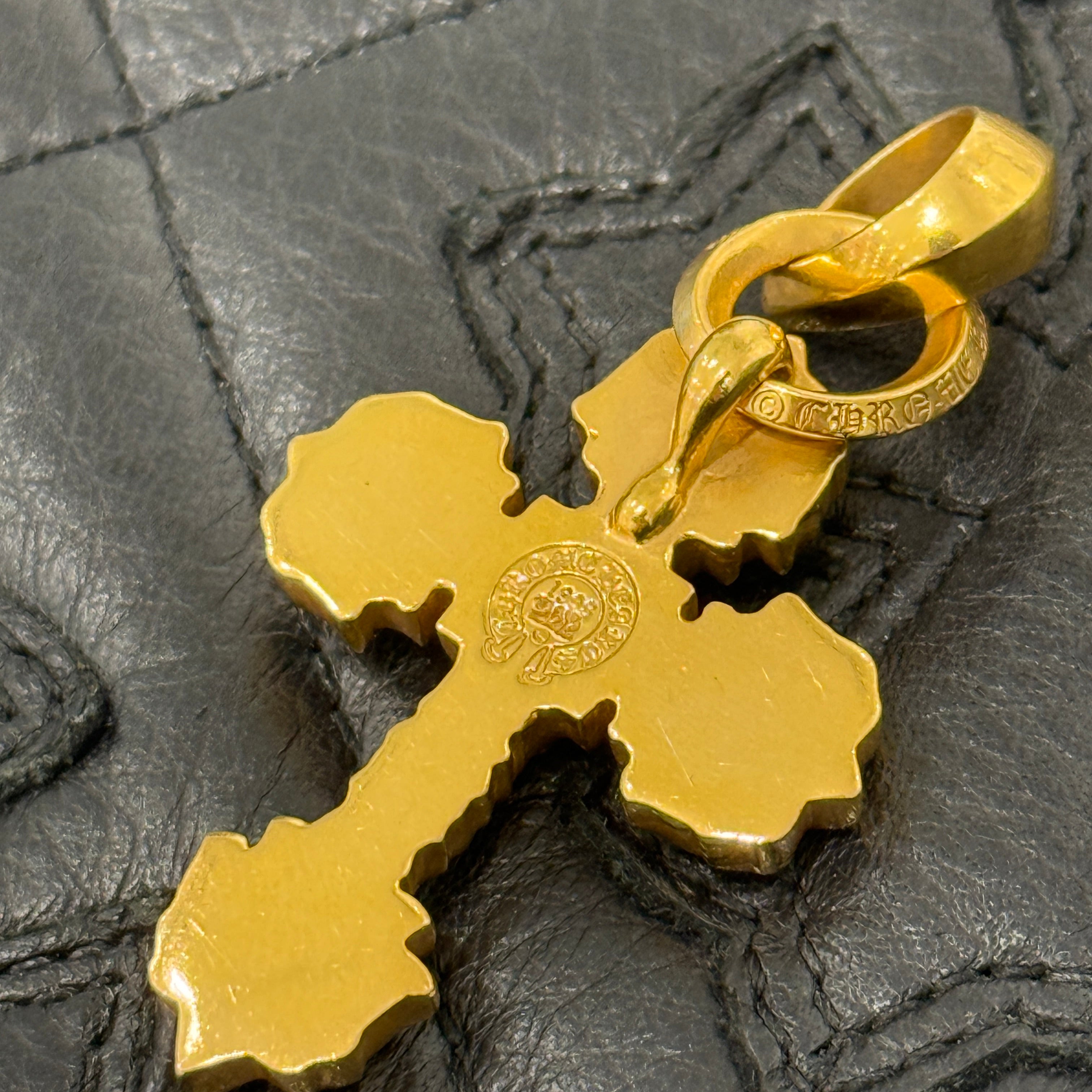 CHROME HEARTS 22K Filig Cross-XSM P D Pendant Top クロムハーツ 22K フィリグリークロスXS PAVEダイヤ ゴールド ペンダントトップ