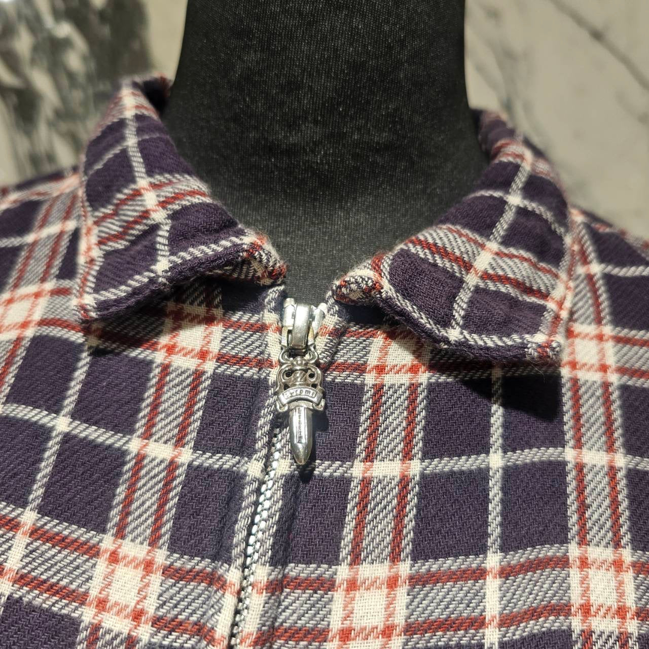 CHROME HEARTS Y NOT HEYWOOD Zip Up Check Shirt Size M クロムハーツ ワイノット ヘイウッド ジップアップ チェックシャツ サイズM