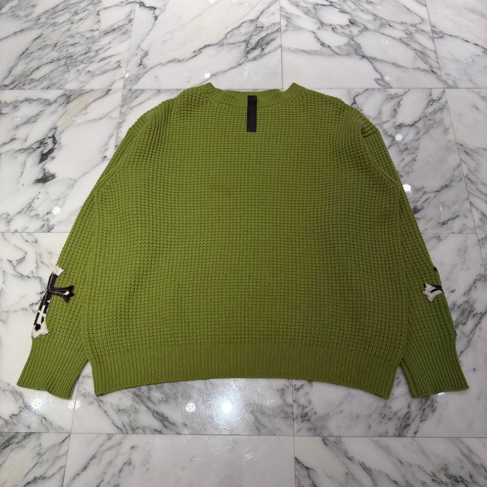 CHROME HEARTS YNOT Unborn Calf Cross Patch Cashmere Knit Sweater Size M クロムハーツ ワイノット ハラコクロスパッチ カシミヤ ニットセーター サイズM