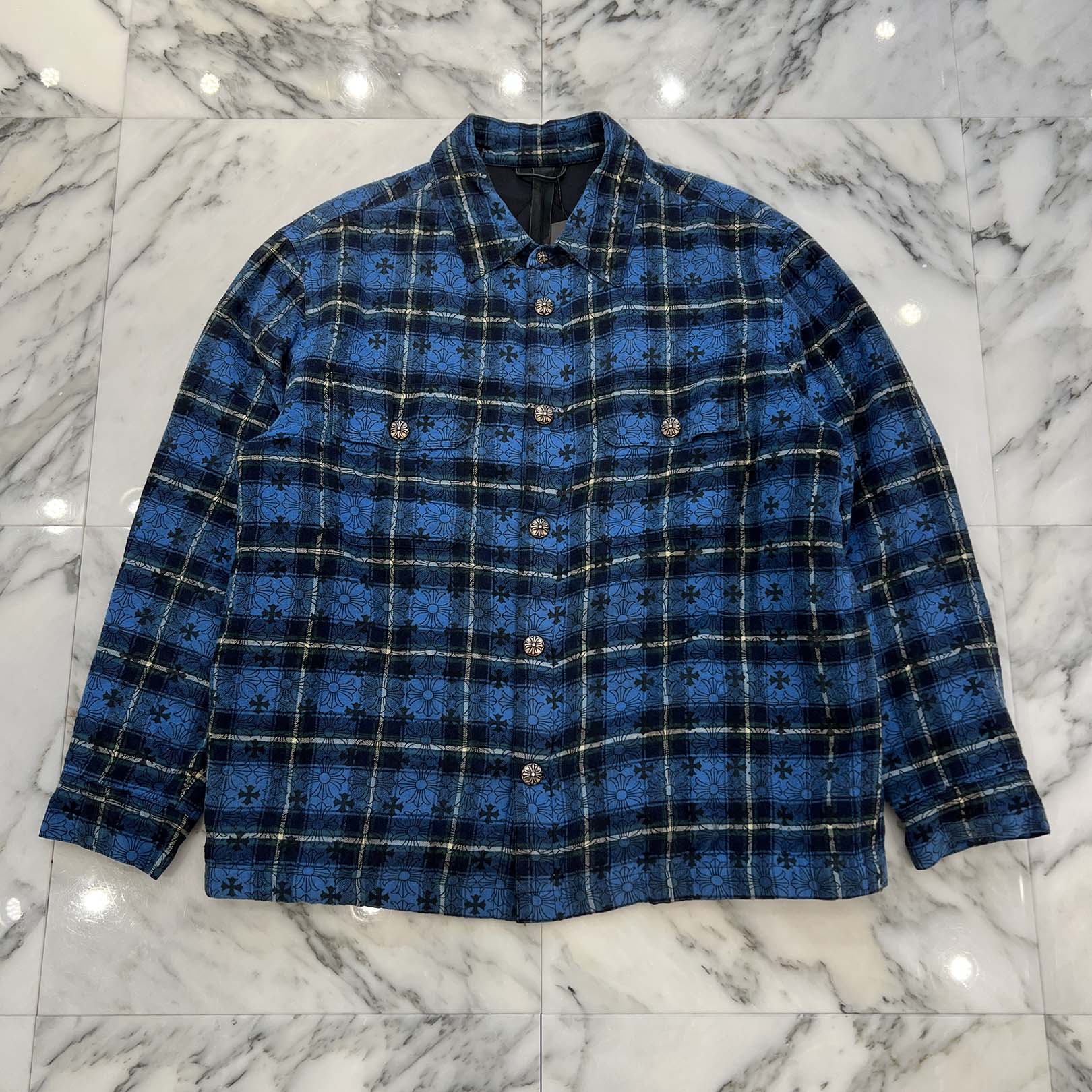 CHROME HEARTS Y NOT WORK DOG Loose Ends Check Shirt Jacket Size L クロムハーツ ワイノット ワークドッグ ルーズエンド チェックシャツジャケット サイズL