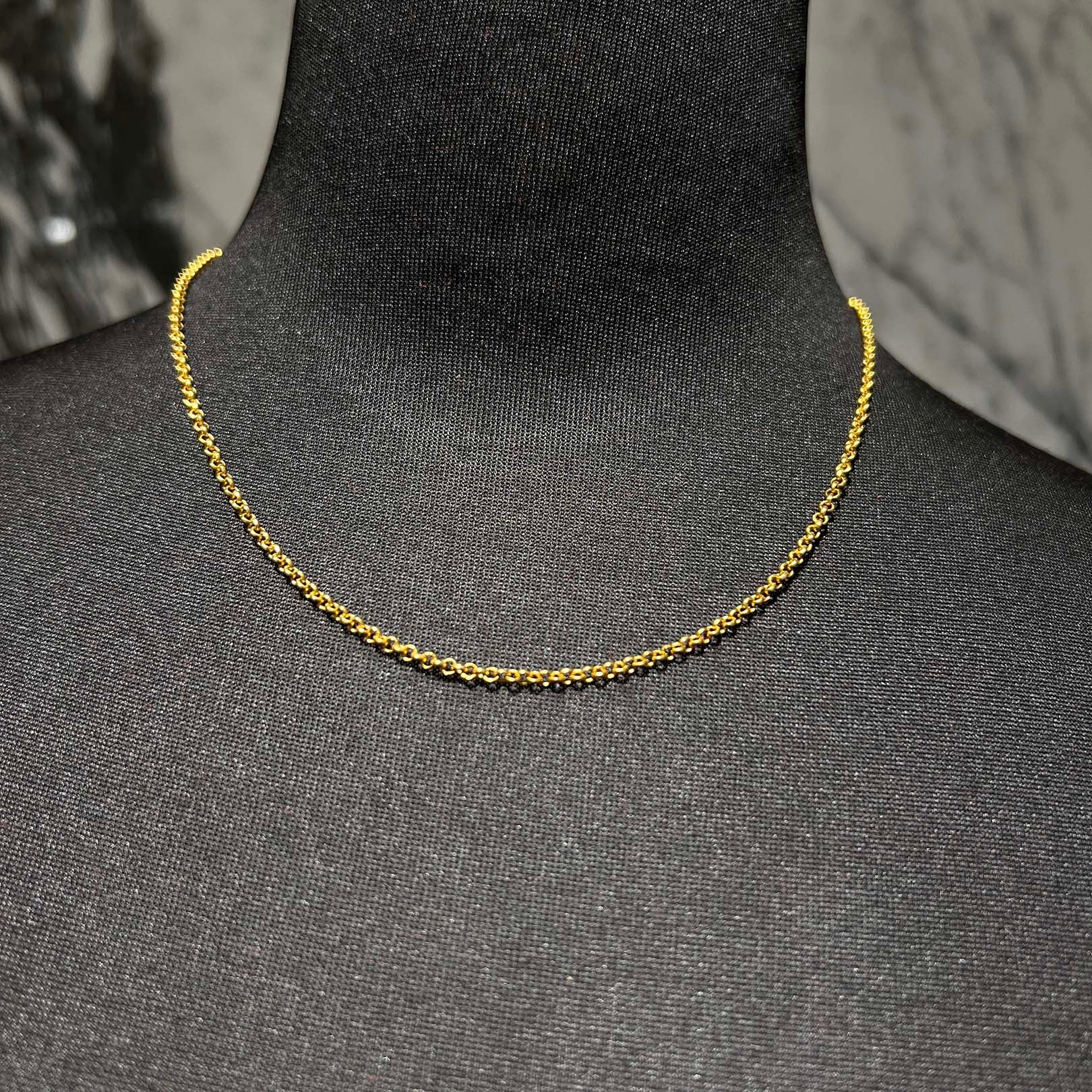 CHROME HEARTS 22K Roll Chain Necklace Size 16 Inch クロムハーツ 22K ロールチェーン ネックレス サイズ16インチ