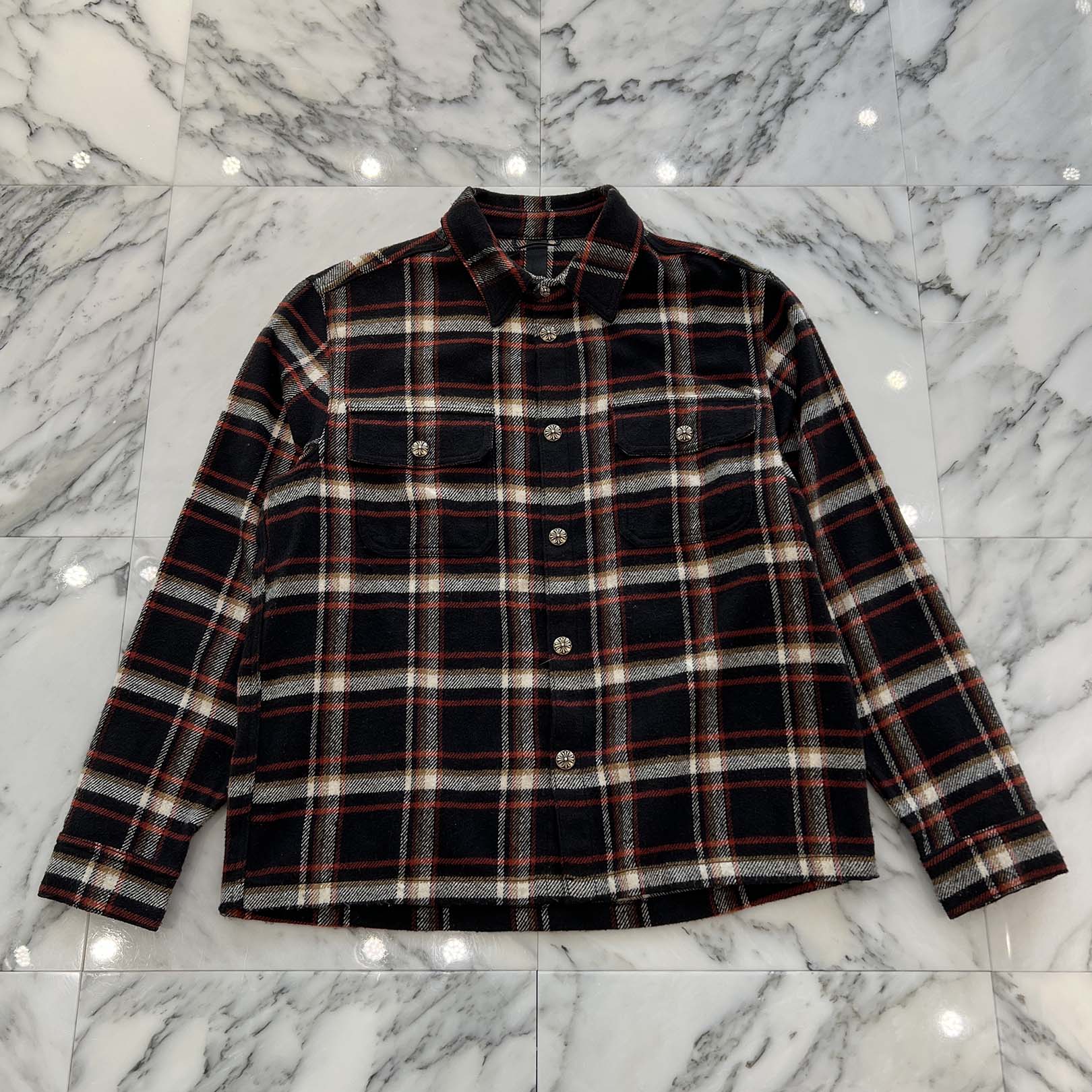 CHROME HEARTS Y NOT WORK DOG Flannel Check Shirt Size L クロムハーツ ワイノット ワークドッグ フランネル チェック シャツ サイズL