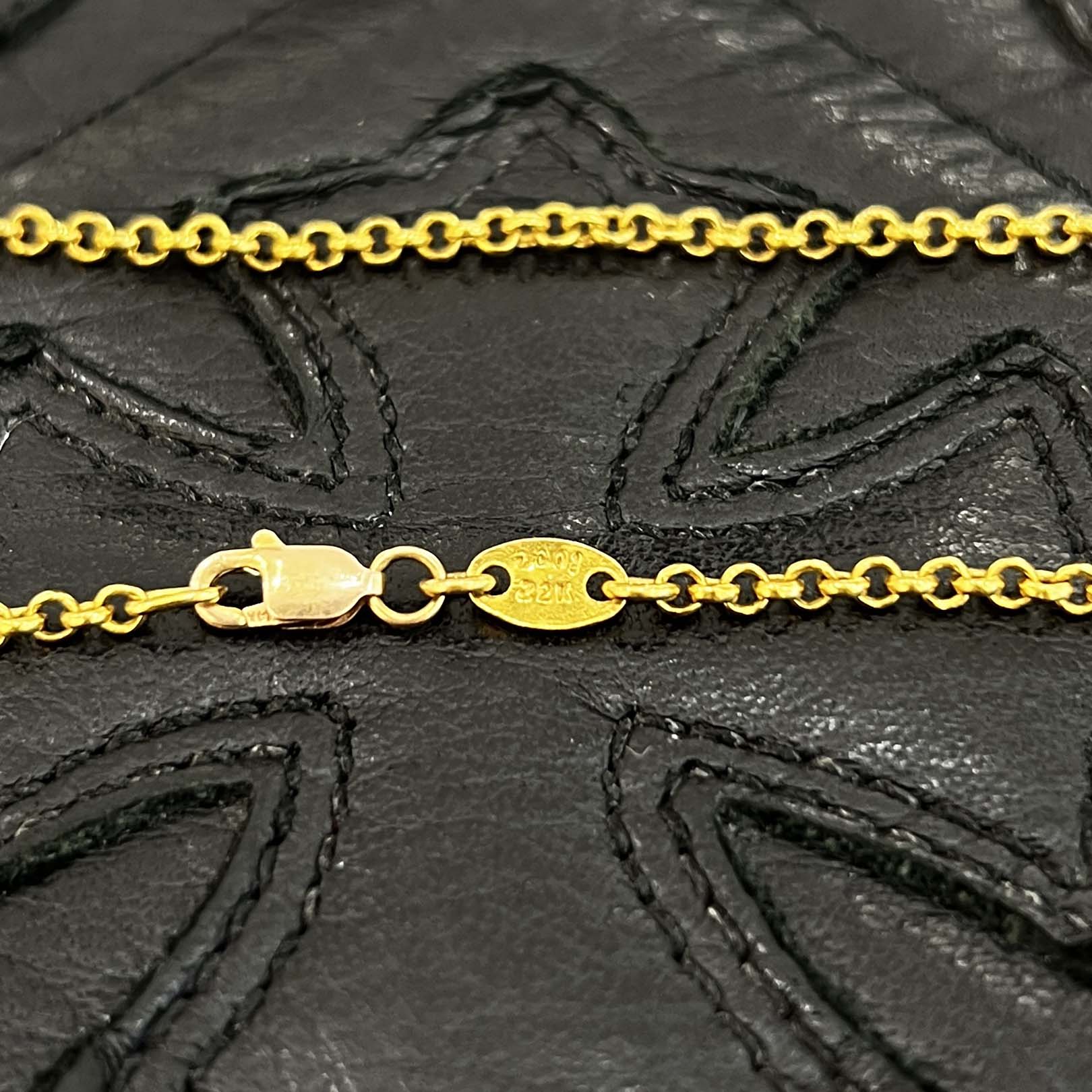 CHROME HEARTS 22K Roll Chain Necklace Size 16 Inch クロムハーツ 22K ロールチェーン ネックレス サイズ16インチ