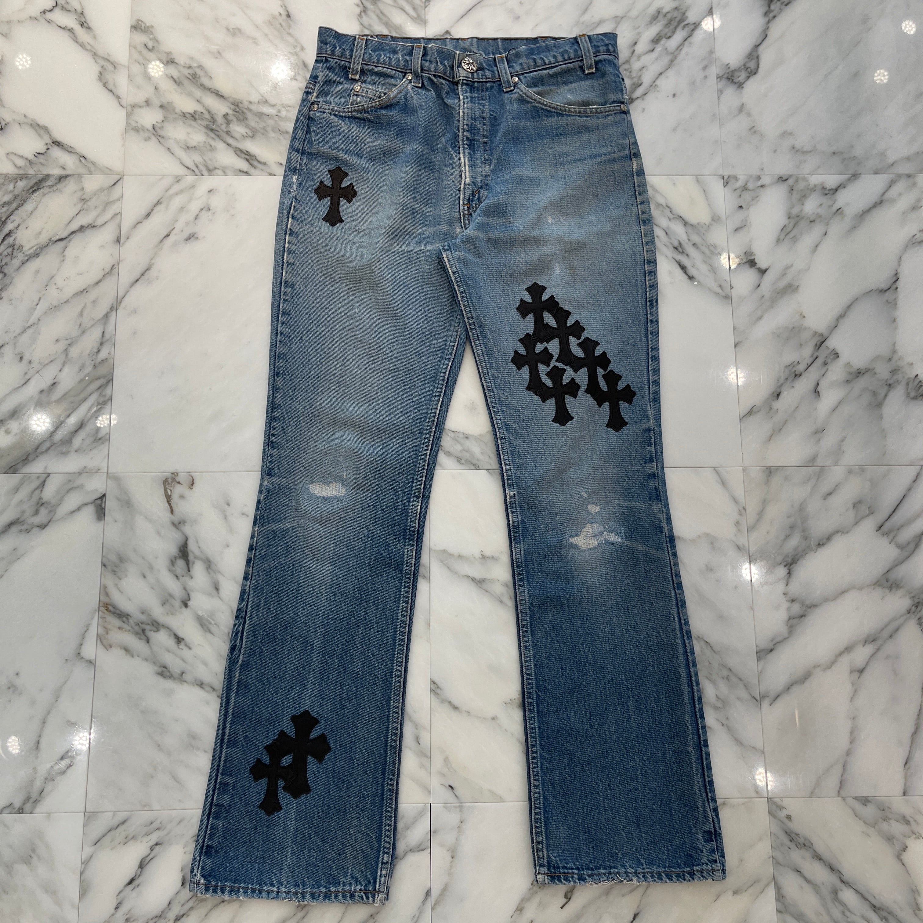 CHROME HEARTS × Levi's 517 VNTG Cross Leather Patch Jeans Size 33 クロムハーツ × リーバイス 517 ヴィンテージ クロスレザーパッチ ジーンズ デニムパンツ サイズ33