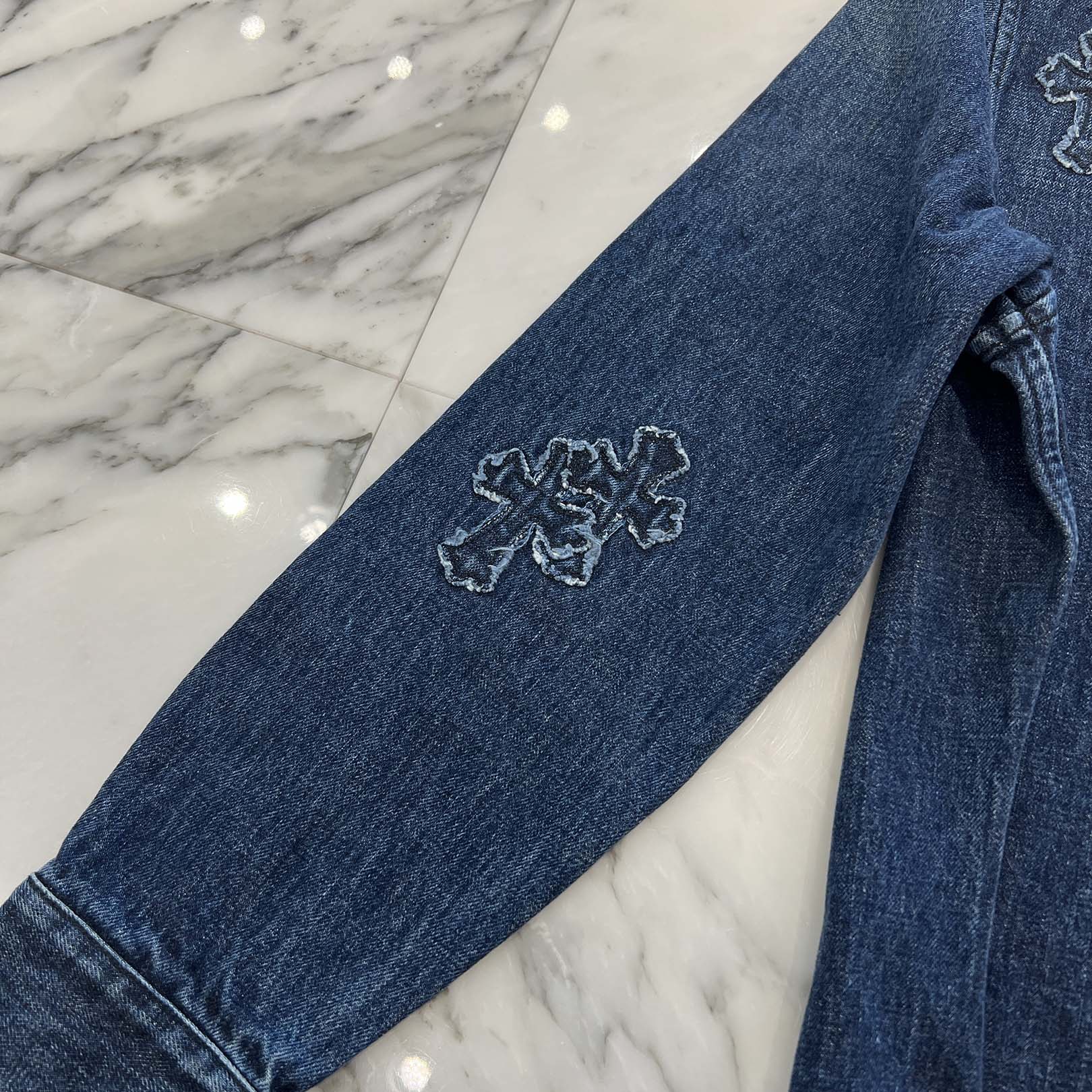 CHROME HEARTS YNOT Denim Cross Patch Shirt Jacket Size L クロムハーツ ワイノット デニムクロスパッチ シャツジャケット サイズL