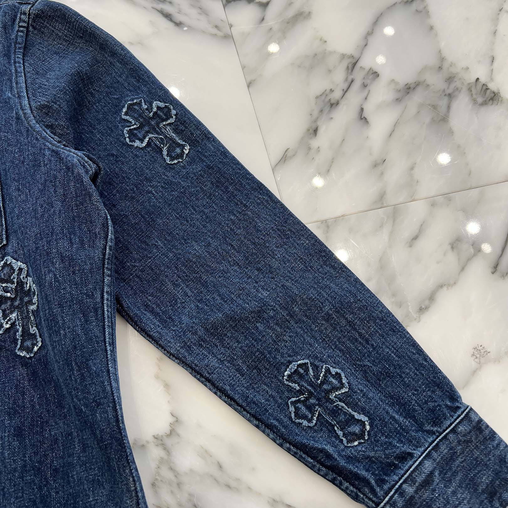CHROME HEARTS YNOT Denim Cross Patch Shirt Jacket Size L クロムハーツ ワイノット デニムクロスパッチ シャツジャケット サイズL