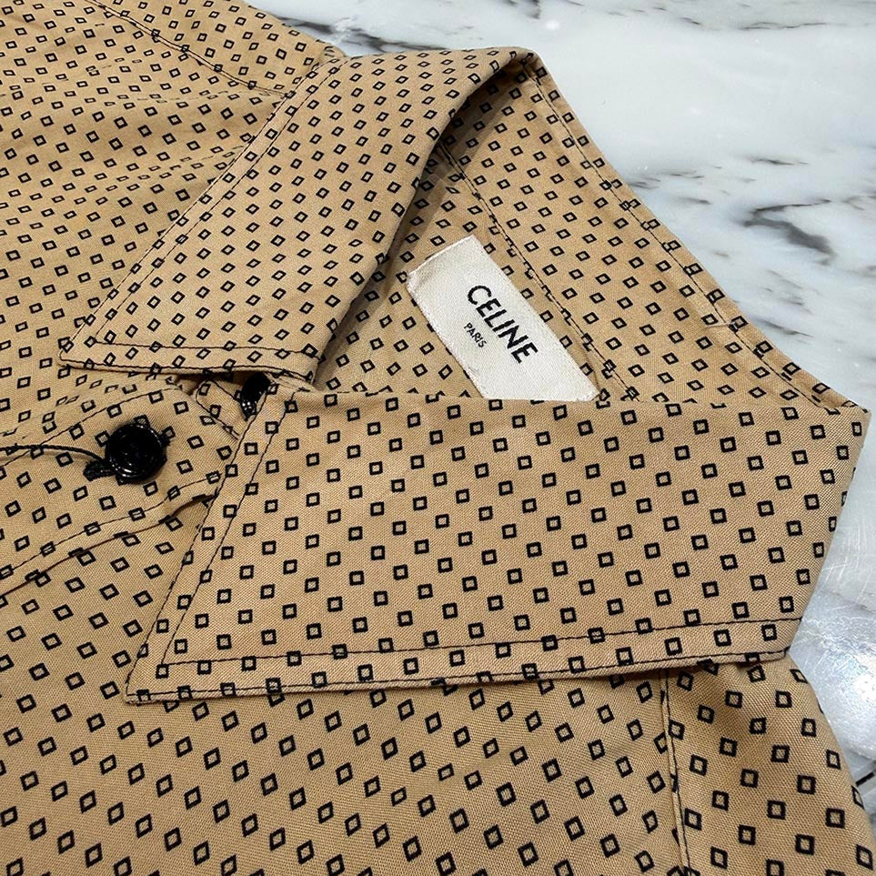 CELINE 2024SS Classic Fit Palm Print Rayon Shirt 2C246359I Size 38 セリーヌ クラシックフィット パームプリント レーヨンシャツ サイズ38