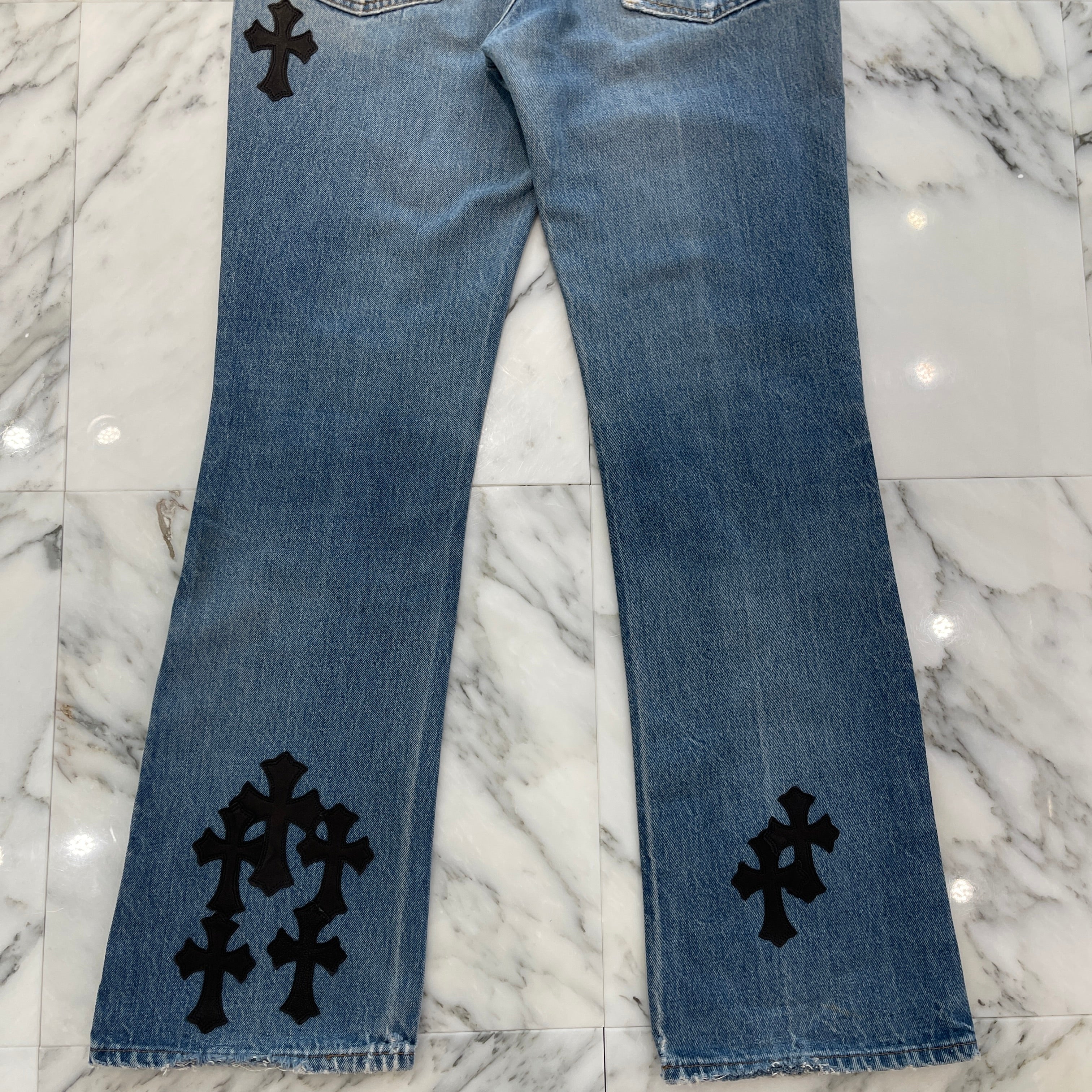 CHROME HEARTS × Levi's 517 VNTG Cross Leather Patch Jeans Size 33