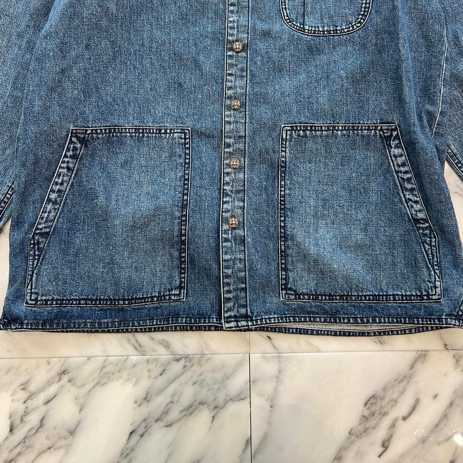 CHROME HEARTS Y NOT Cross Ball Button LAST BITE Denim Shirt Size L クロムハーツ ワイノット クロスボールボタン ラストバイト デニムシャツ サイズL